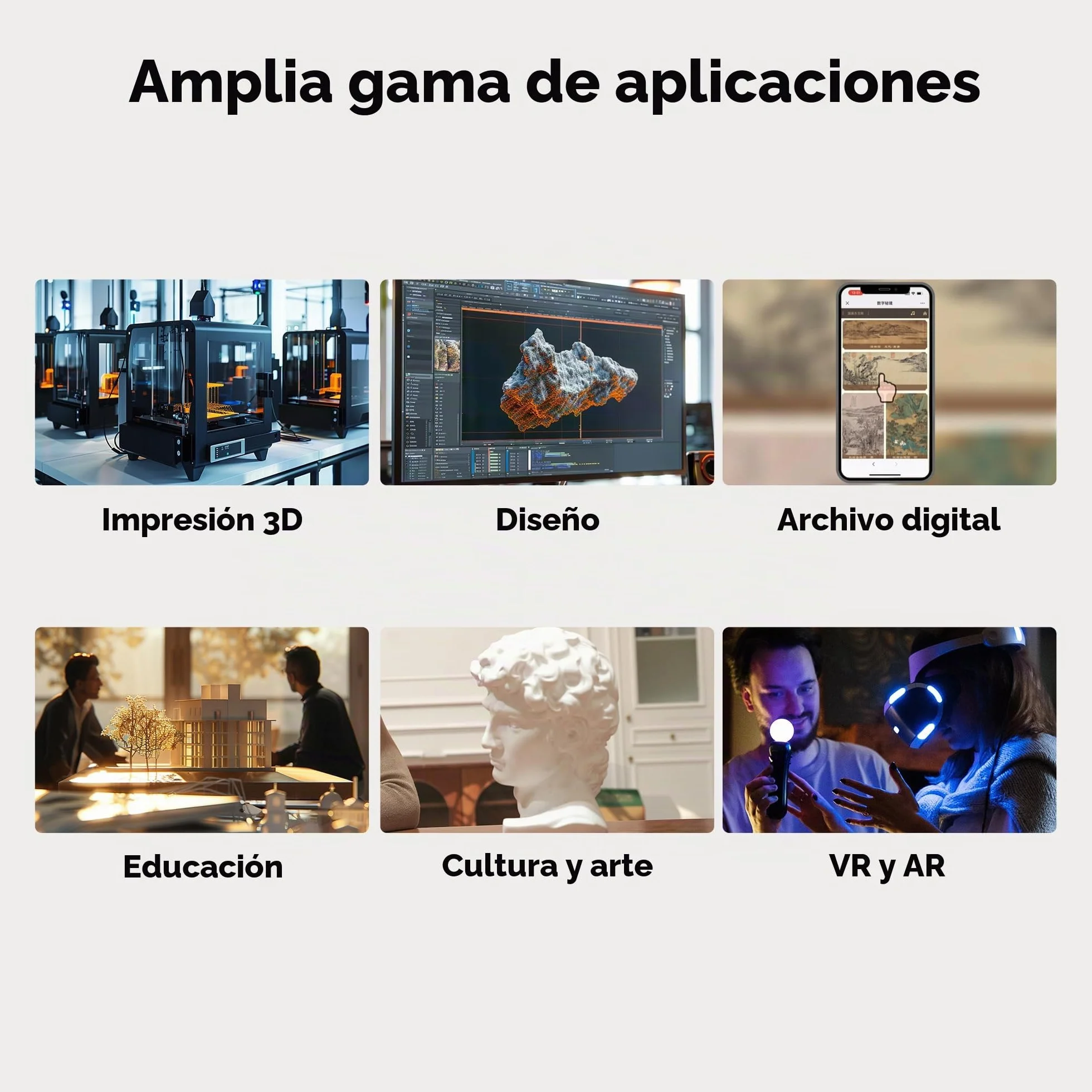 Escáner 3D para impresión 3D, escáner de modelos 3D portátil con precisión de alto detalle de 0,05 mm, velocidad de escaneo de 10 FPS, lentes antivibración, paquete estándar Moose Lite