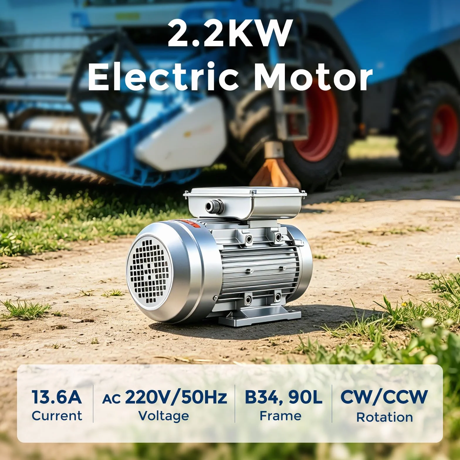 Bonvoisin Motor Eléctrico Monofásico 220V 2,2KW, Bobina de Alambre de Cobre, Carcasa de Aluminio Robusta con Clasificación IP55, 2800 r/min, para Bombas, Compresores y Ventiladores (Cobre 2,2KW)