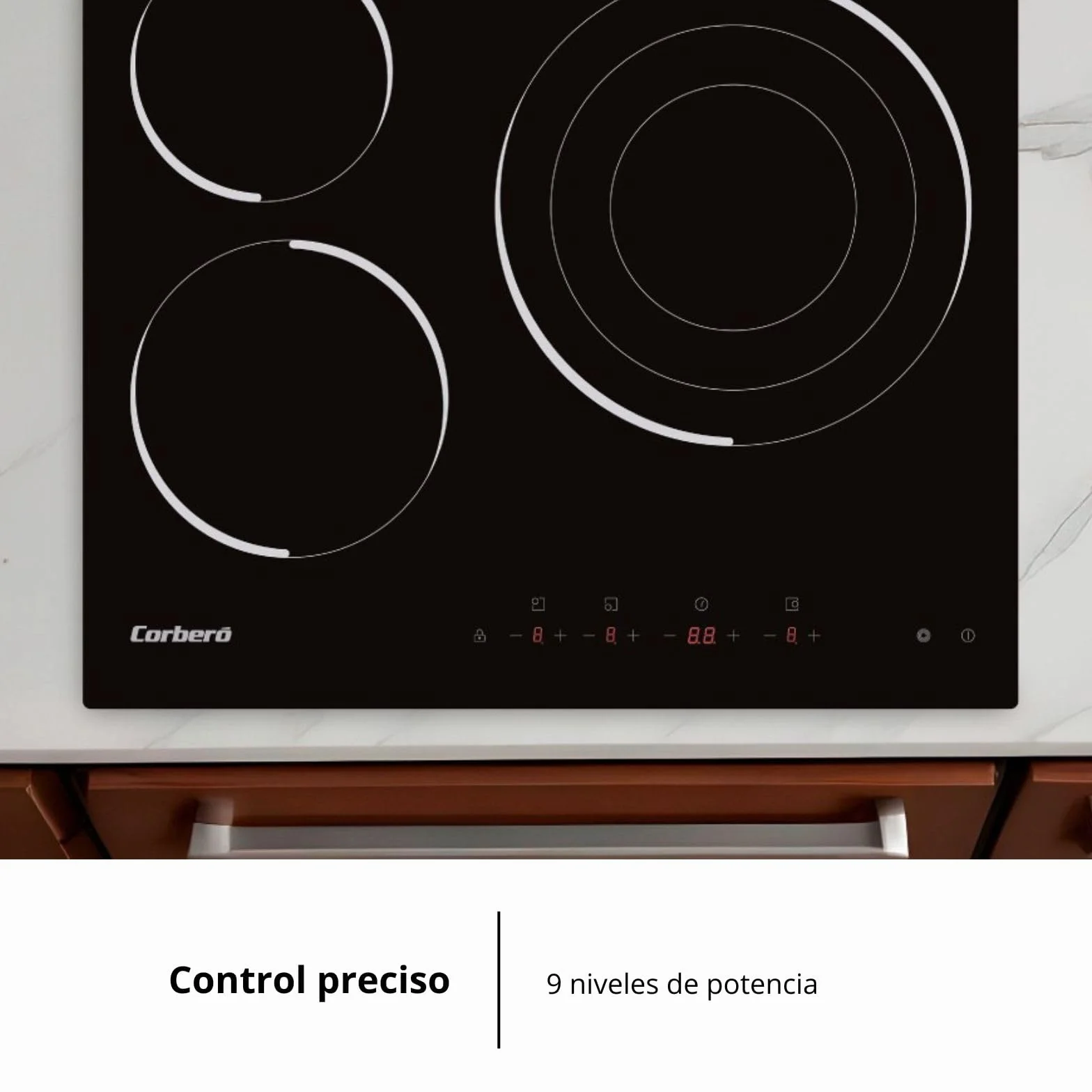 Corberó Placa Vitrocerámica CCVM3574 5700W 3 Zonas Control Touch 30cm Czarna
