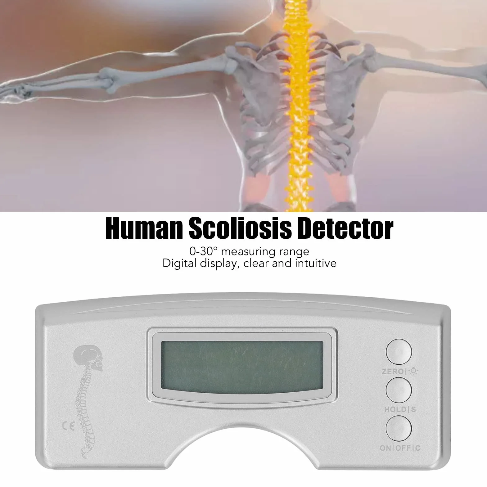 Fafeicy Medidor de Escoliosis 0-30° Detector Escoliómetro Electrónico Pantalla Digital