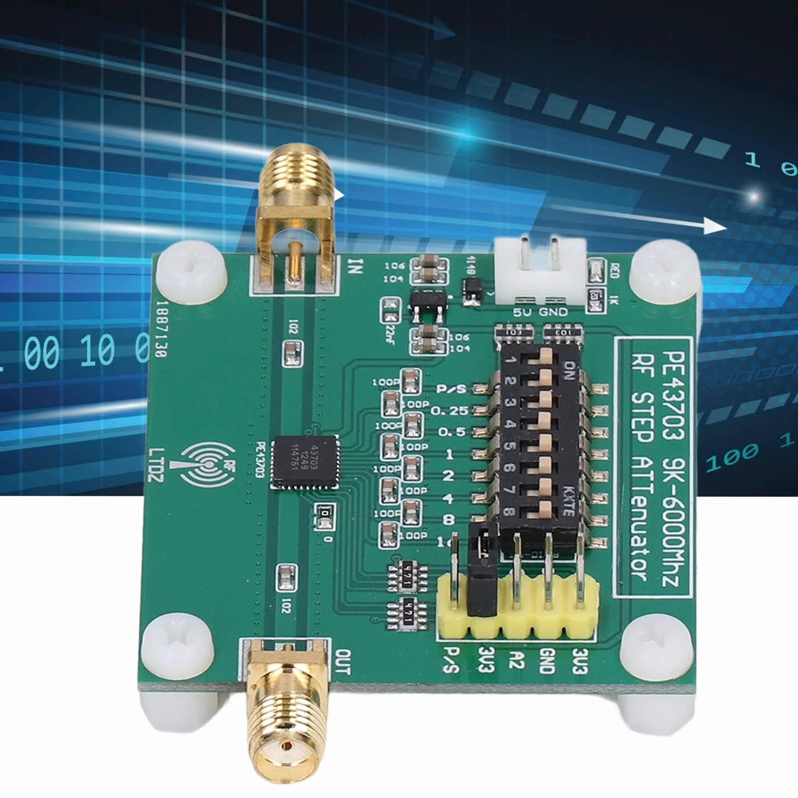 Módulo Atenuador Digital RF 9K-4GHz Atenuación Programable 0.25dB a 31.75dB PCB Puerto Serie Paralelo