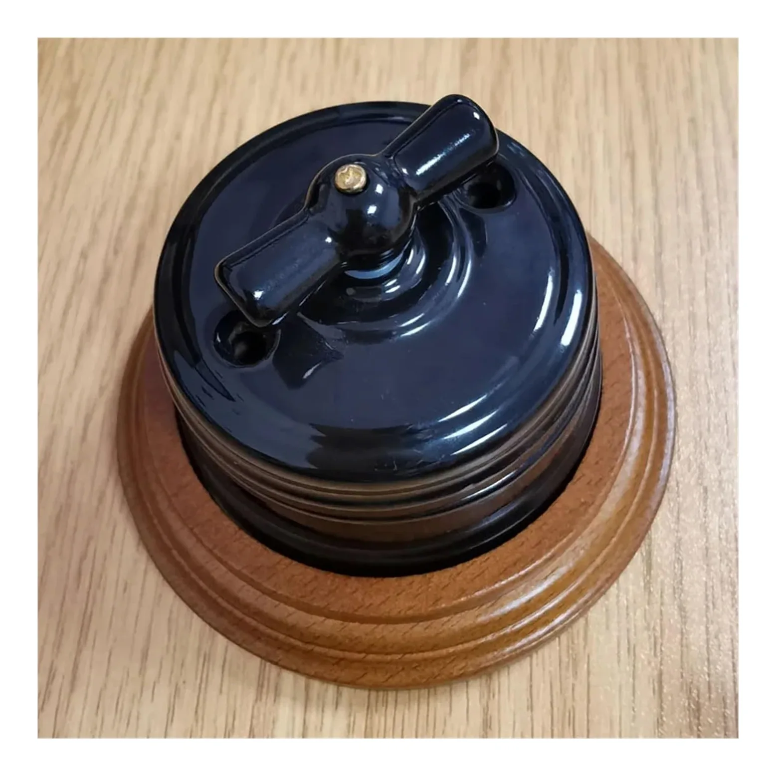 Interruptor de pared giratorio, interruptor de perilla, ideal for decoración del hogar, 110-220 V(Socket brown)