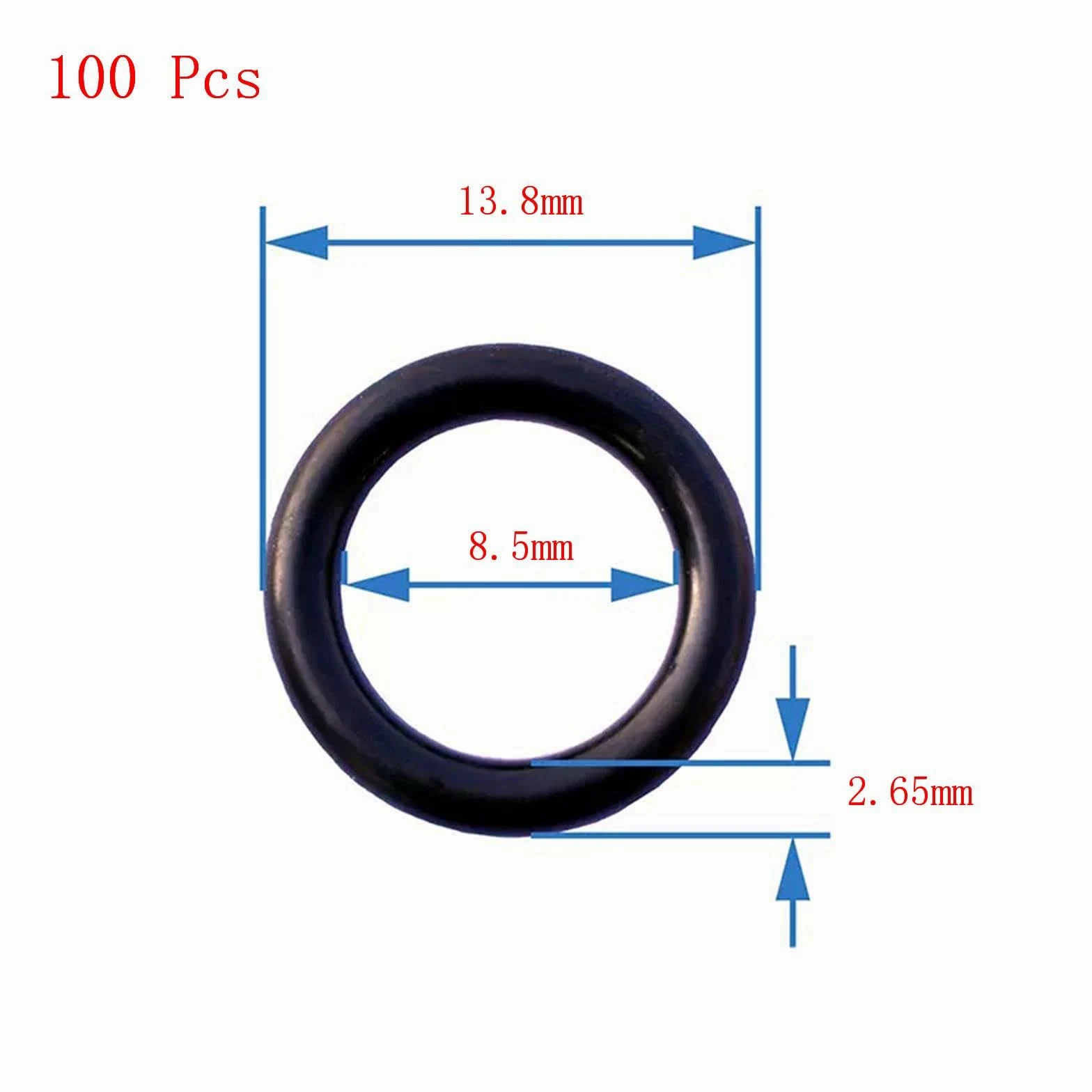 Equipo del Anillo o, 100 Juntas tóricas de Caucho nitrilo, 9,5 mm x 14,8 2,65, diámetro Exterior, Interior, Ancho, Color Negro(8.5mm x 13.8mm x 2.65mm)