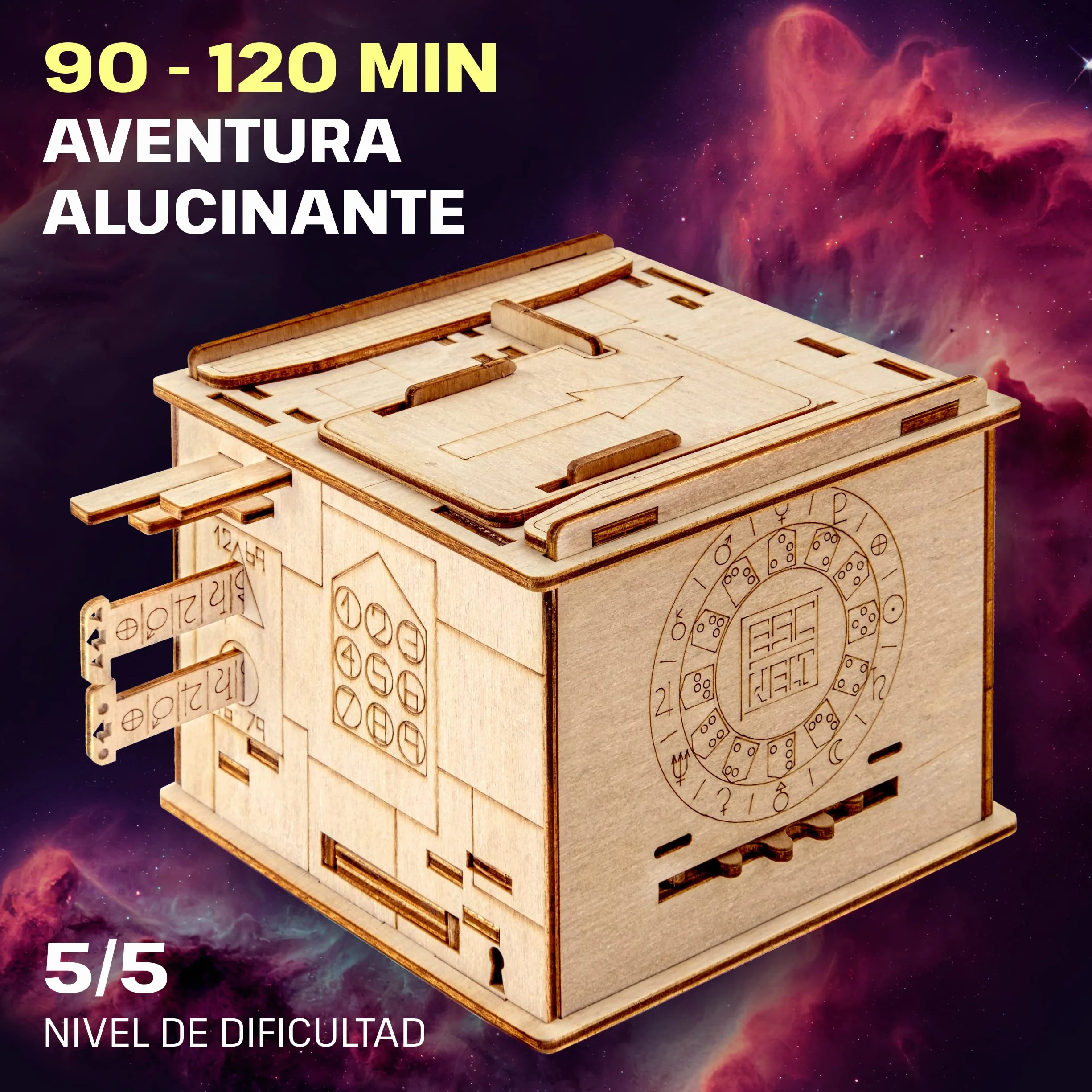 ESC WELT Space Box Caja Rompecabezas de Madera con Compartimentos Ocultos