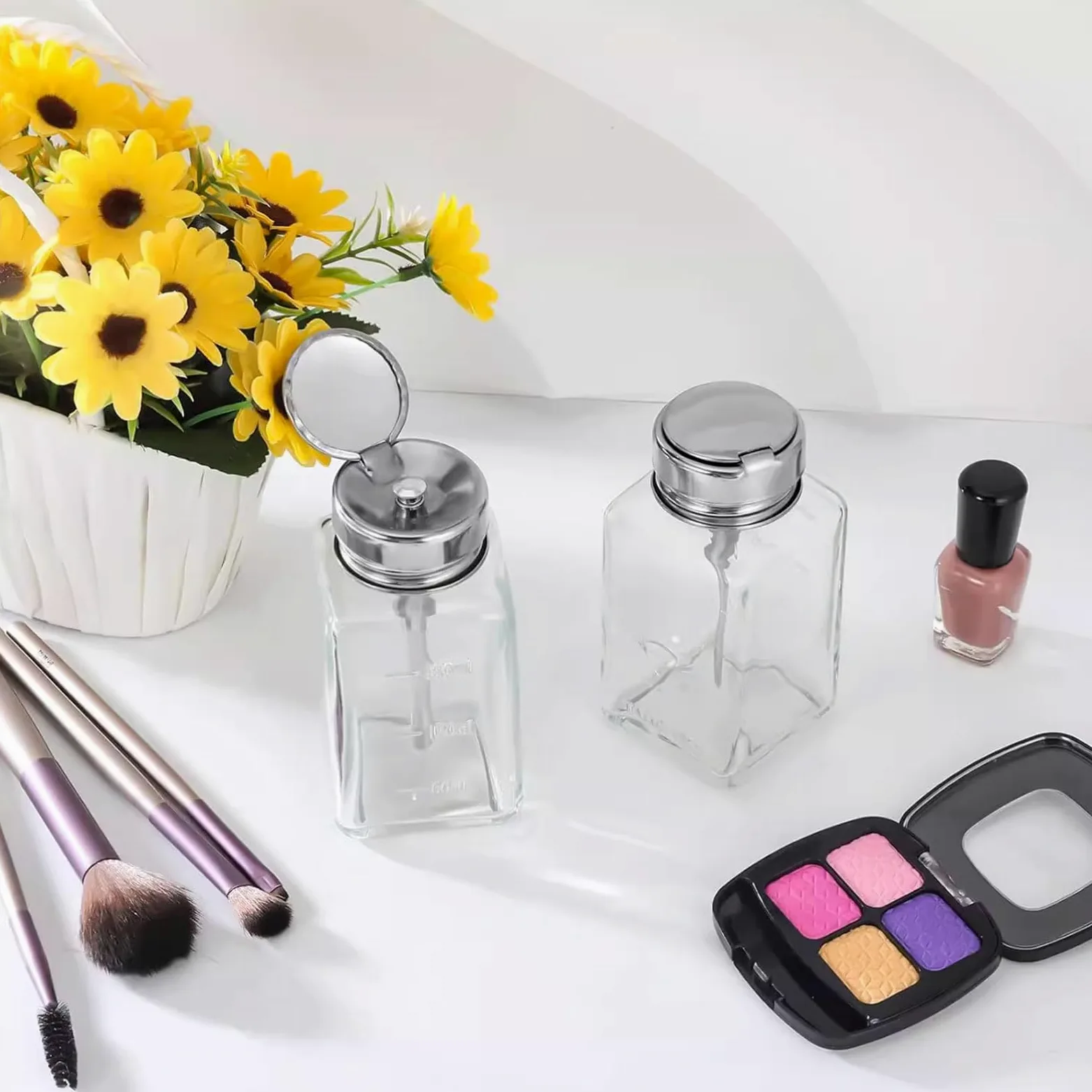 2 botellas dispensadoras transparentes de 180 ml
