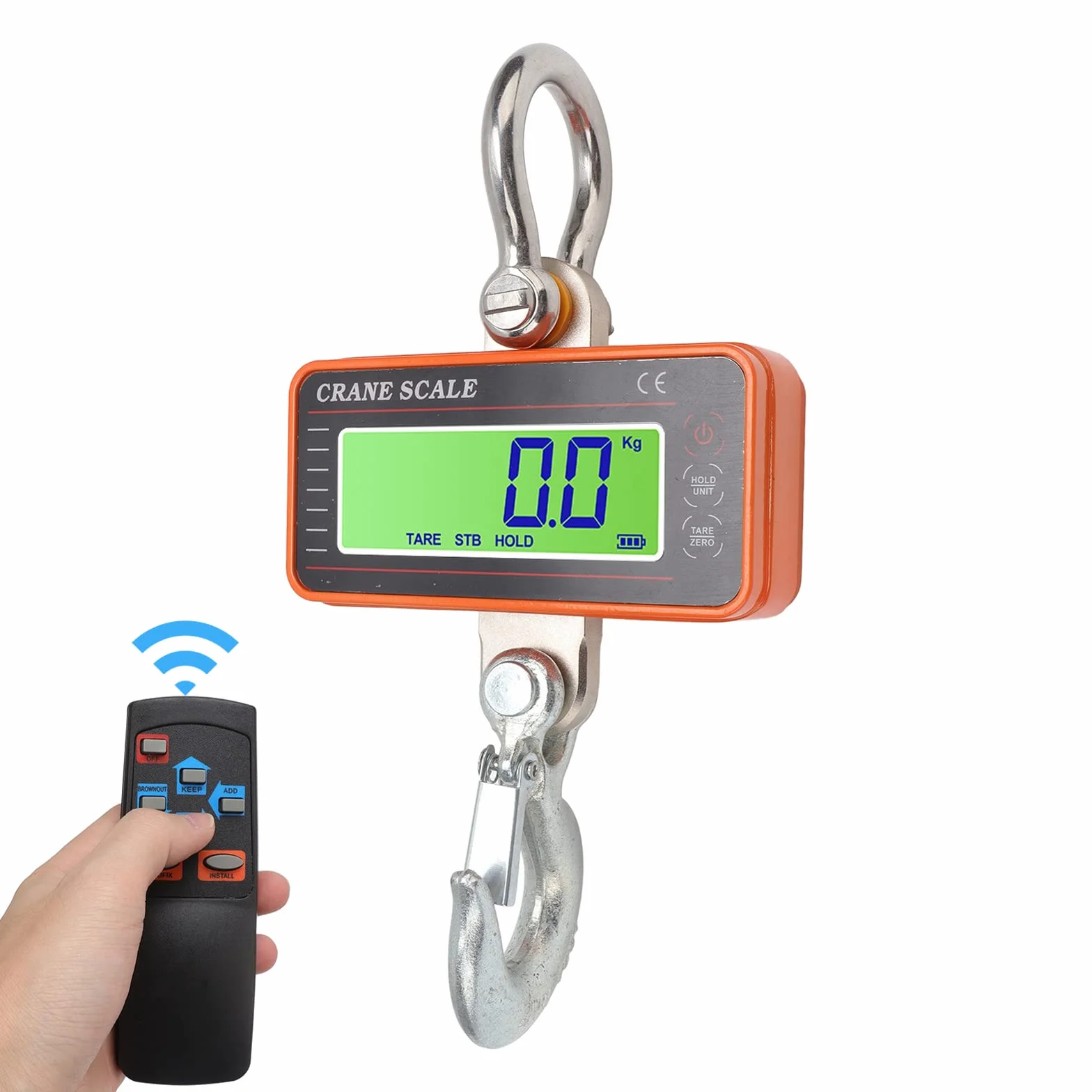 Báscula de Grúa Digital, 1500 Kg 3000 Lb Báscula Colgante Industrial Resistente con Control Remoto, Pantalla LED, Mini Báscula Colgante de Mano para Garaje de Fábrica de Granja en Casa