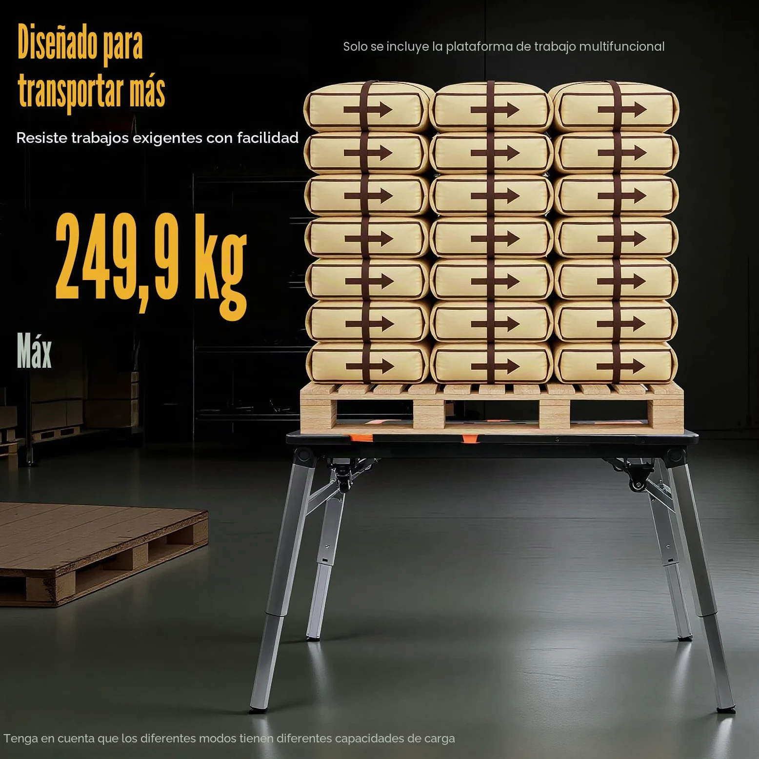 Banco de trabajo 7 en 1, plegable, banco de trabajo, carrito de transporte, tabla de ruedas, portátil multifuncional