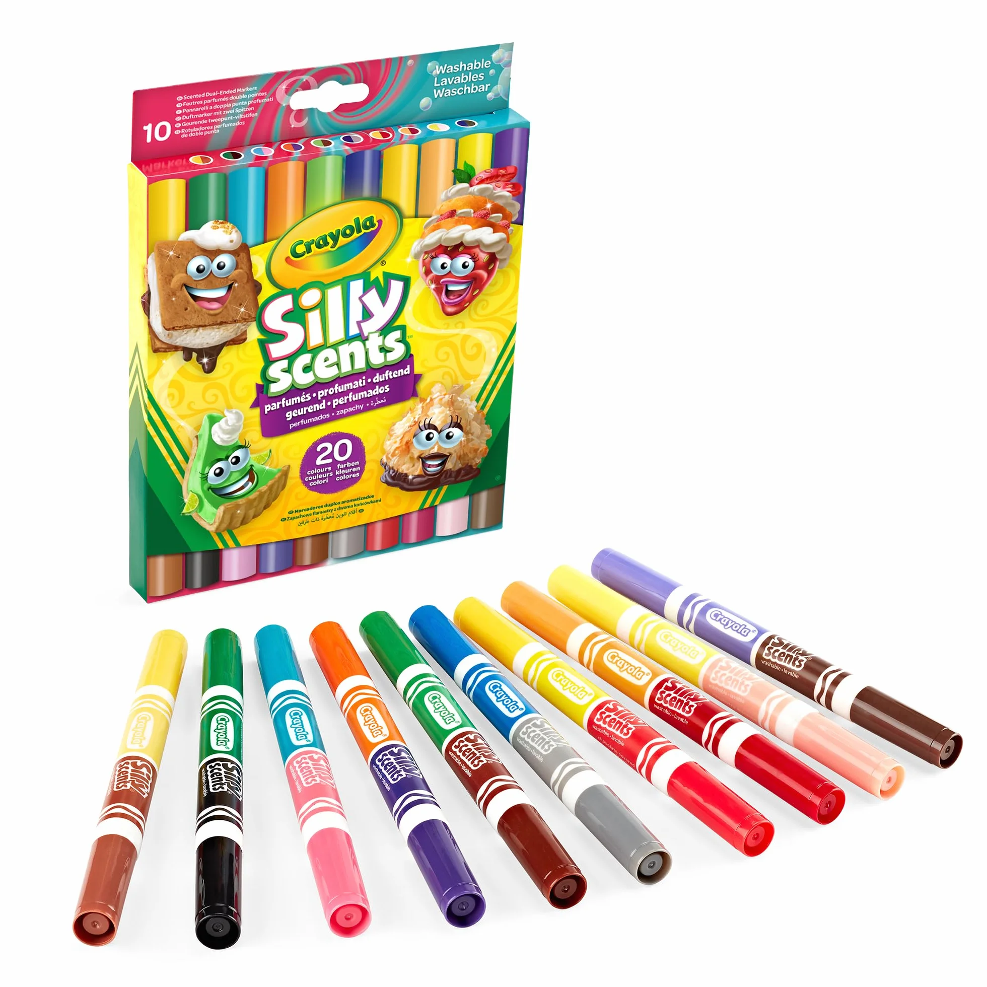 Crayola Silly Scents Rotuladores Perfumados Lavables Doble Punta 10 Rotuladores 20 Colores 20 Aromas