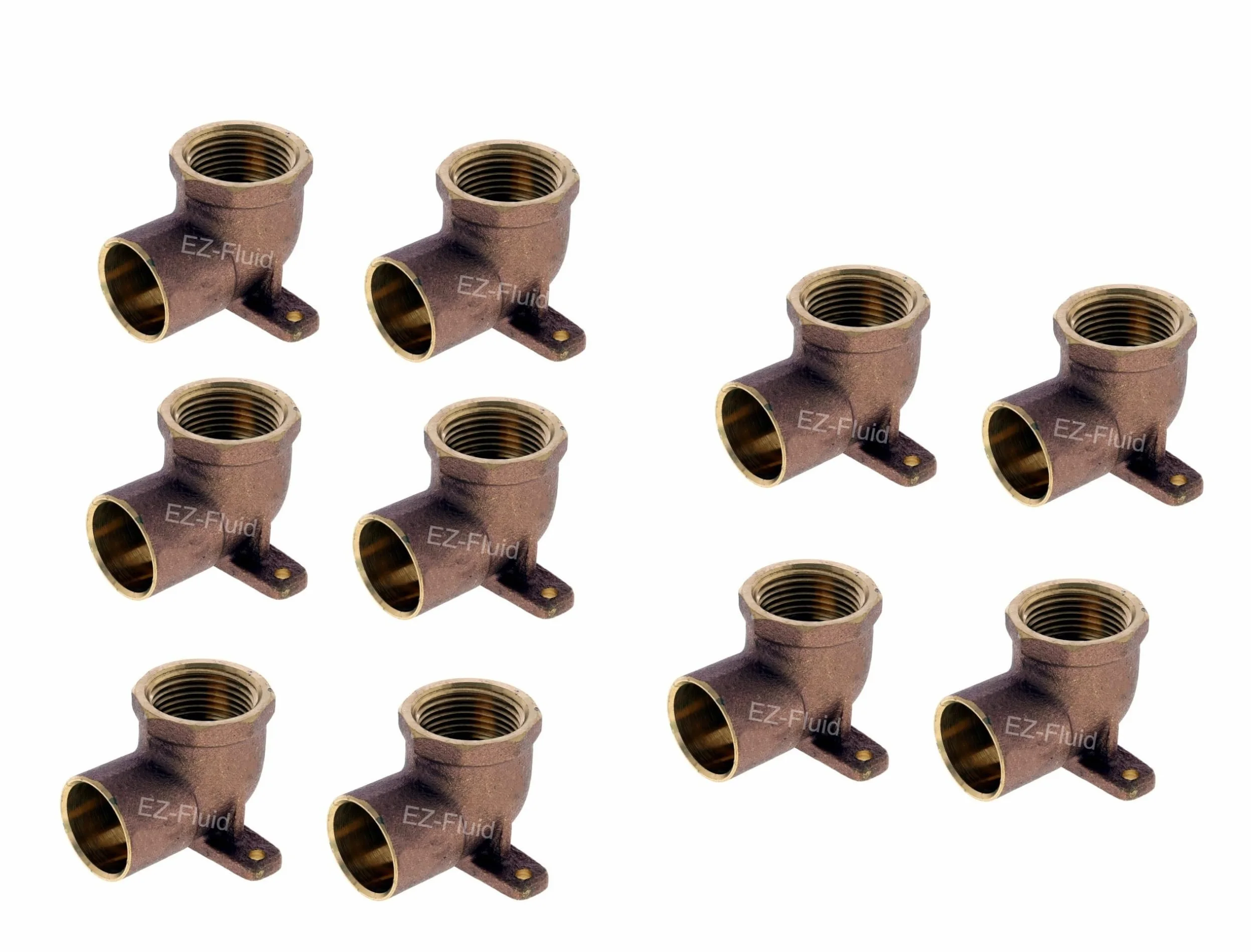 1/2" nominal cobre sudor x 1/2" Fip roscado, CxF, sin plomo, codo de caída de 90 grados con enchufe de sudor y accesorios de fontanería roscados hembra (25 paquetes)