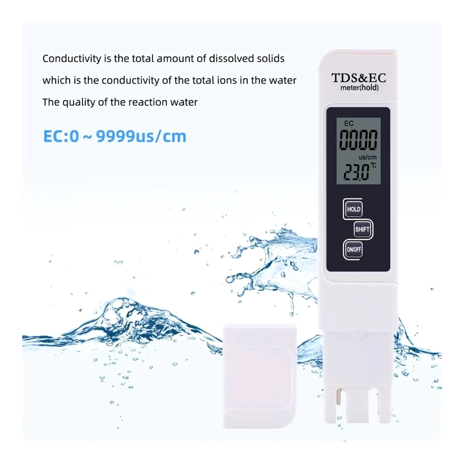 Probador de calidad del agua 10 unids/lote TDS Tester, medidor EC, medidor de conductividad, herramienta de medición de agua, función 3 en 1, 0-5000ppm, alta calidad para Agua Potable, Acuarios, etc.