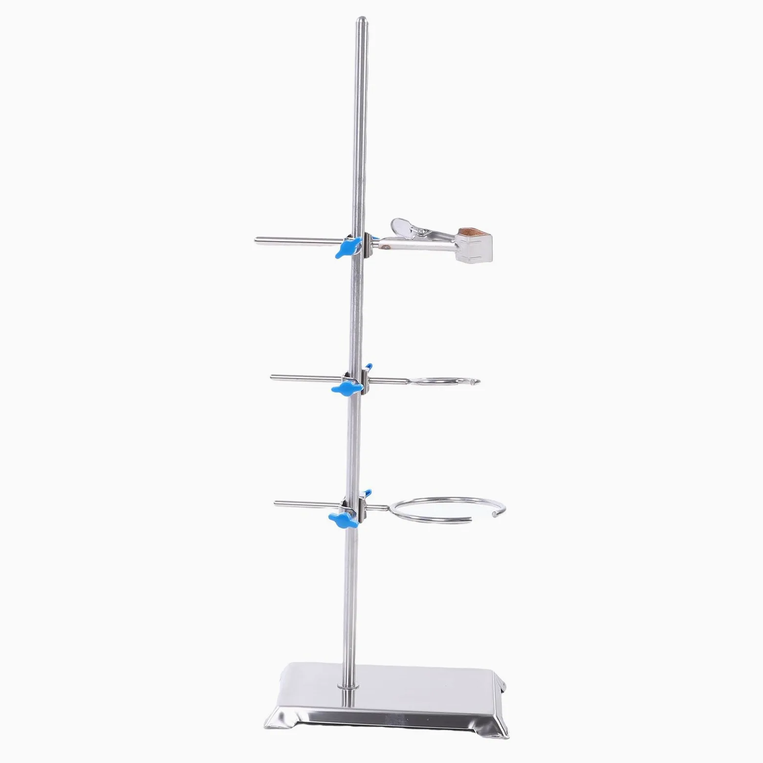 Juego de Soporte de Laboratorio de Acero Inoxidable con Base Acolchada, Abrazadera para Matraz, Abrazaderas para Bureta para Experimentos de Filtración y Calentamiento de