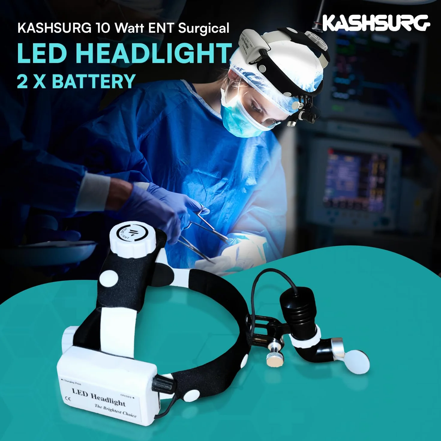 Linterna de cabeza dental quirúrgica inalámbrica portátil, fuente de luz LED fría 10W (foco de luz ajustable) para endoscopia