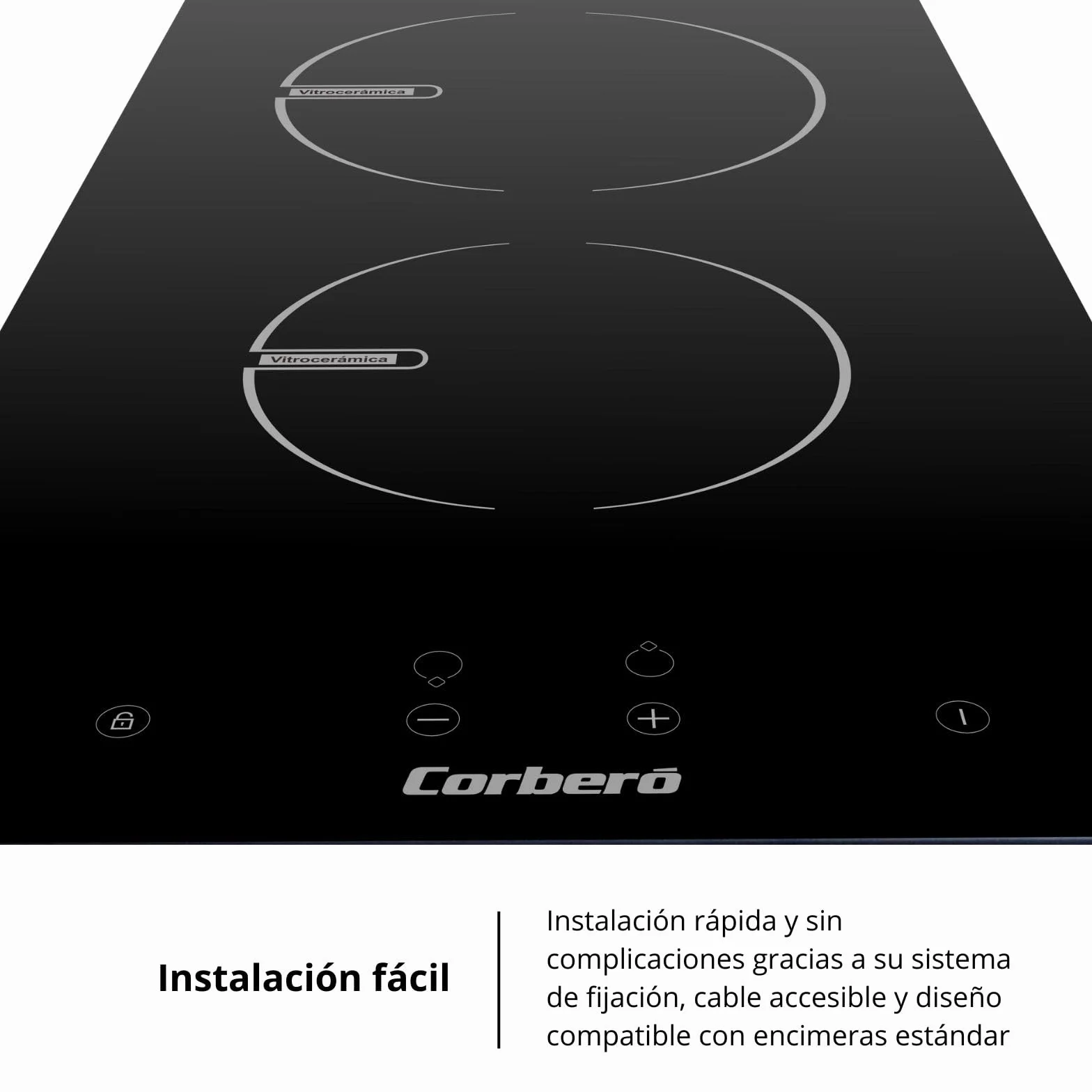 Corberó Placa Vitrocerámica 2 Zonas CCVGD25BF 2900W Control Táctil Negro