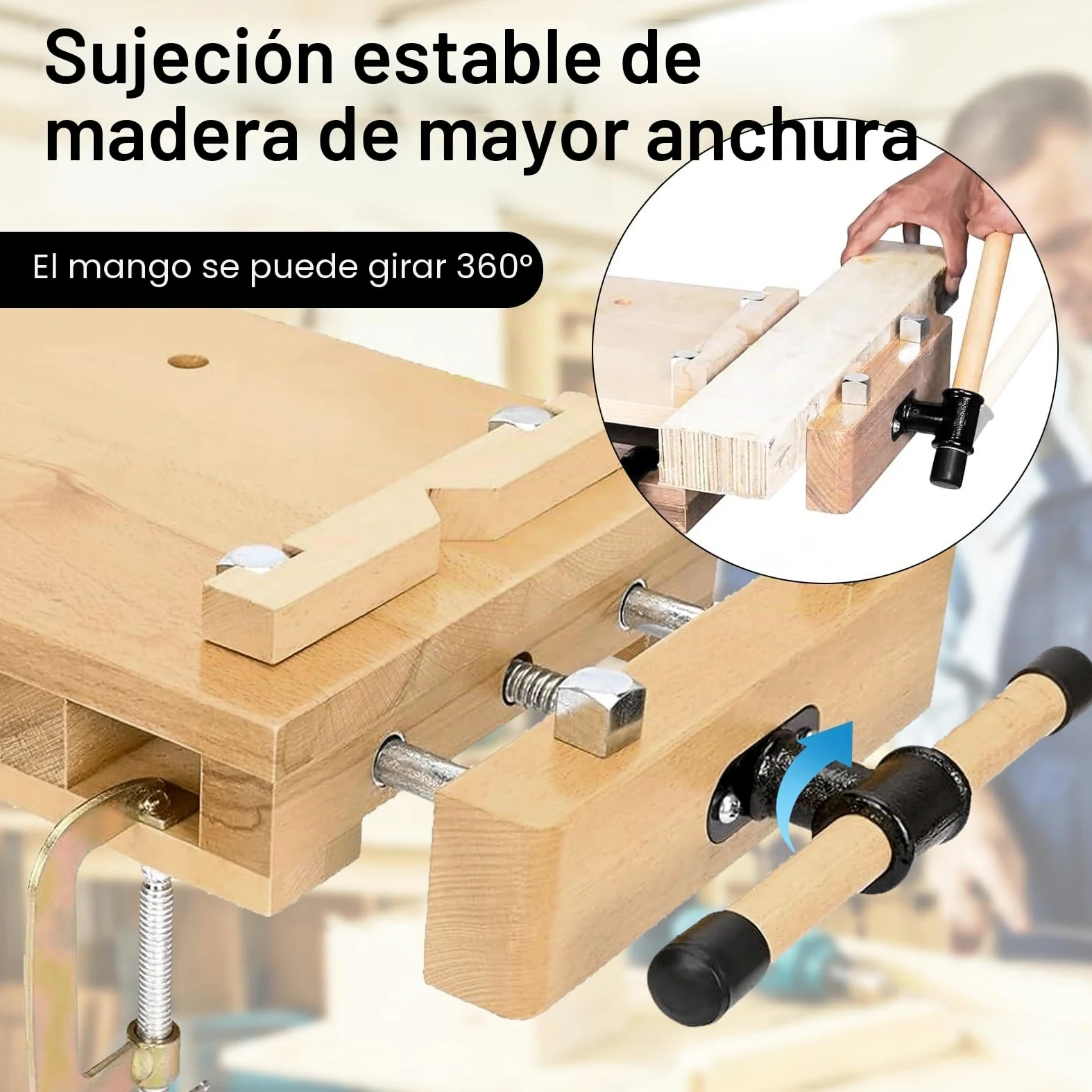 Banco de Carpintero, Mini Banco De Trabajo Portátil con Tornillo Carpinteria Mesa de Trabajo Taller Móvil Torno para Madera Adecuado para Tallado, Corte, SujecióN, Cepillado