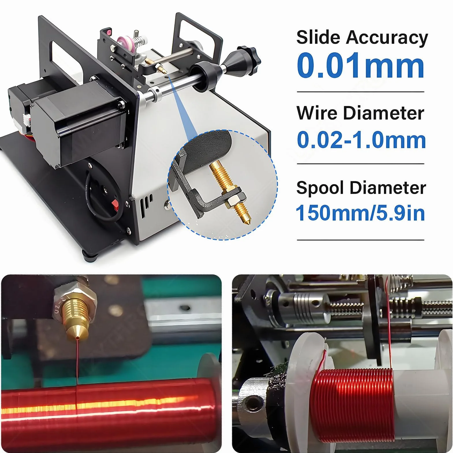 Bobinadora Automática 2.3nm 120-900 RPM Precisión 0.01mm para Alambre Esmaltado