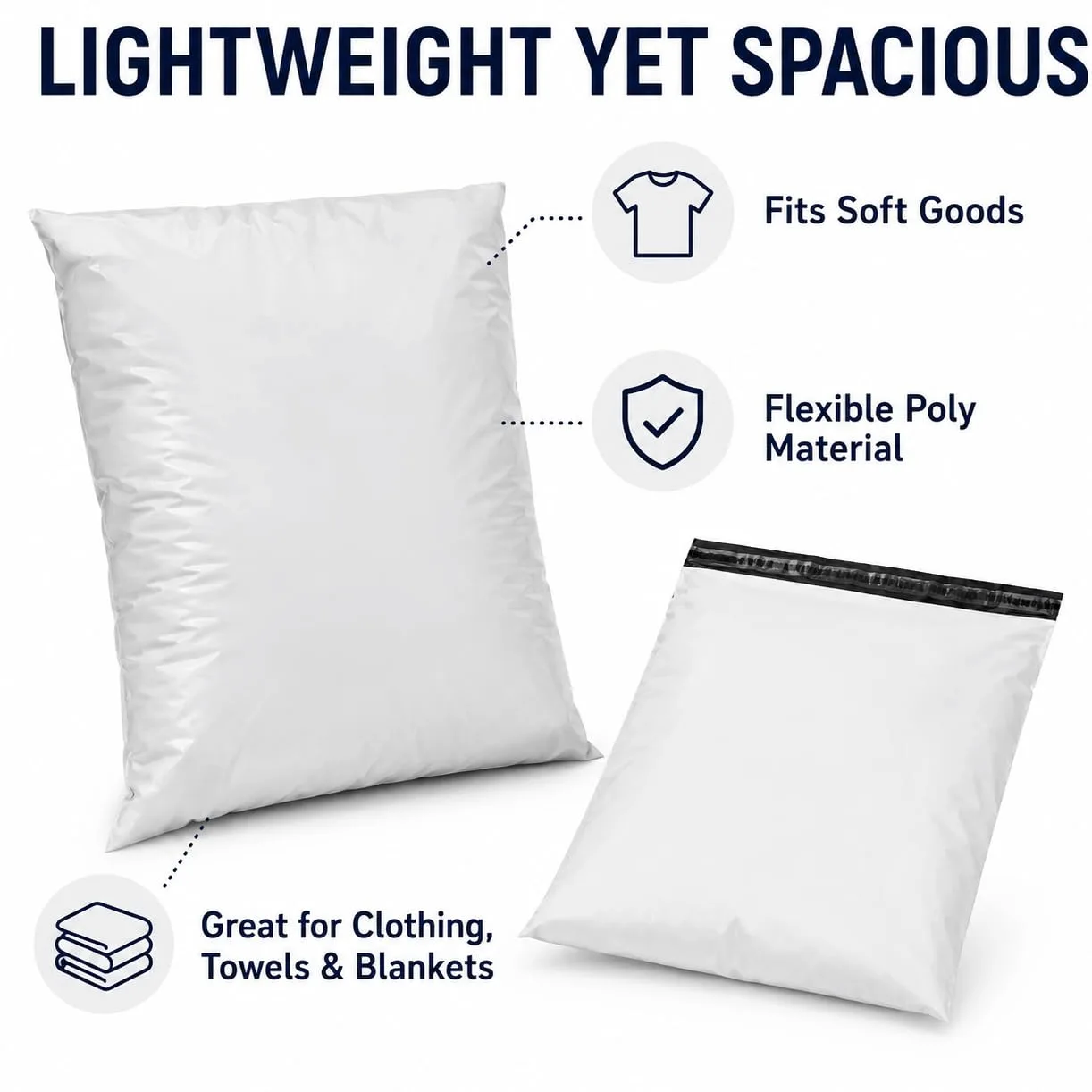 23,5 x 30 Jumbo Poly sobres sobres bolsas con cierre de color blanco bolsas para envío