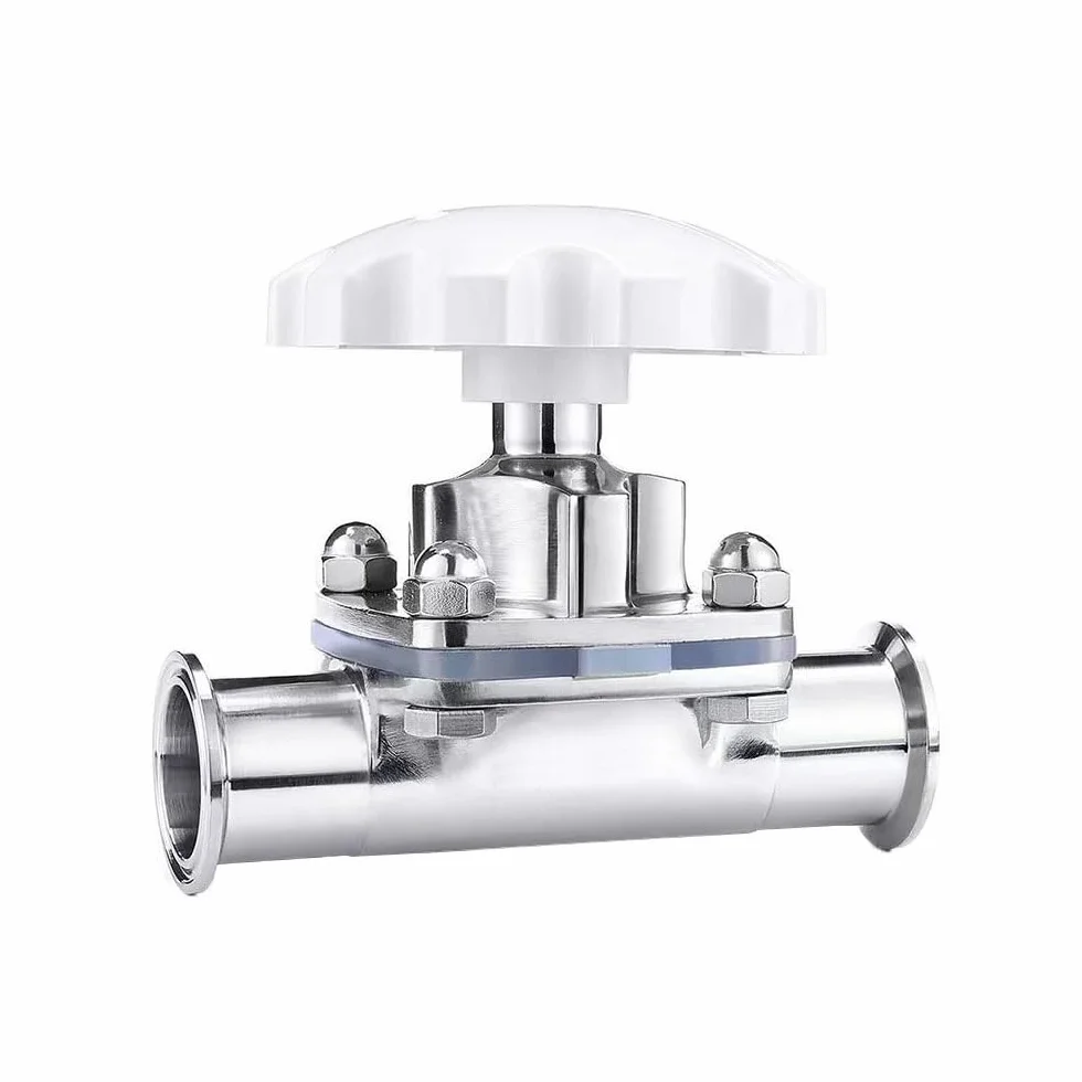 Válvula de diafragma DN40, válvula de diafragma sanitaria de tres abrazaderas de acero inoxidable de 1-1/2 pulgadas para controlar líquidos ultra puros, estériles y corrosivos