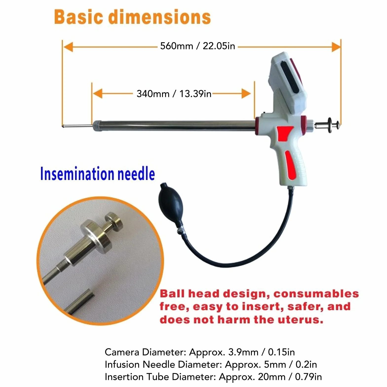 Pistola de Inseminación Artificial, Kit de Inseminación Animal, Carcasa de ABS, Herramienta de Inseminación Artificial para Animales, Enchufe de la UE 100-240 V