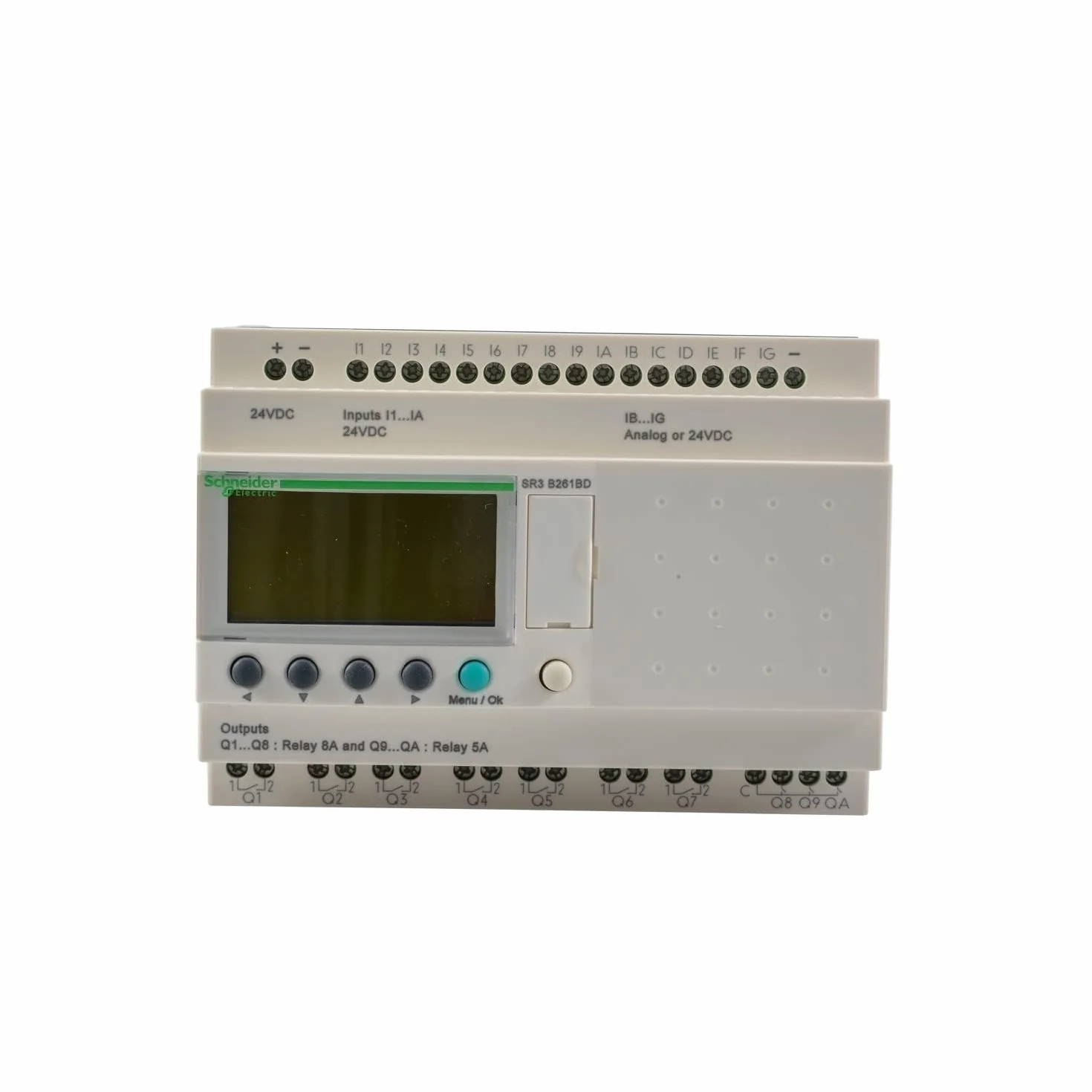 Schneider Electric SR3B261BD Relé Zelio II M 16E/10R 24CC Reloj, Pantalla