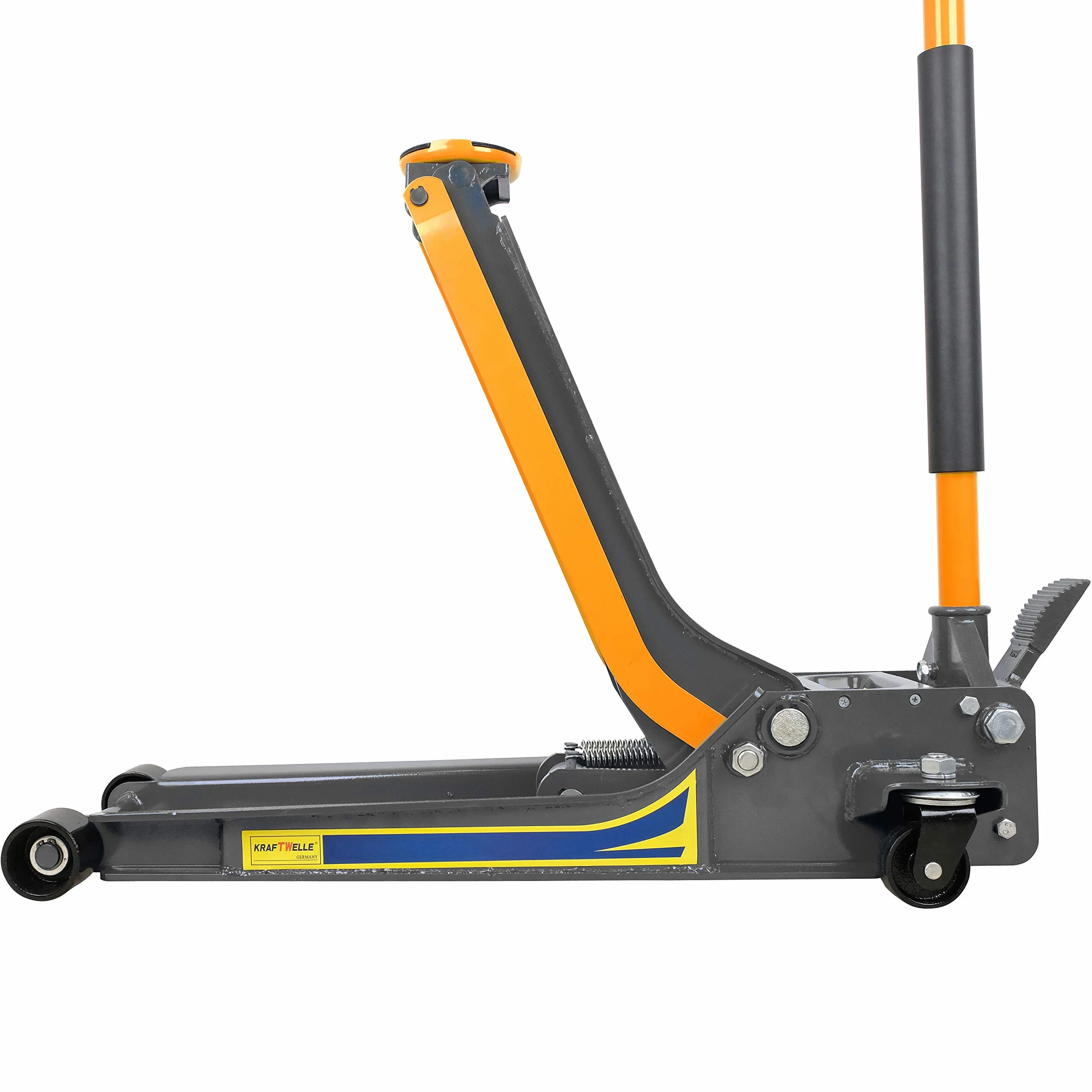 Kraftwelle 5T Profi Gato hidráulico de carretilla automotriz plano azul (profundidad de inserción 75 mm, altura máxima 620 mm, capacidad de carga 5000 kg)