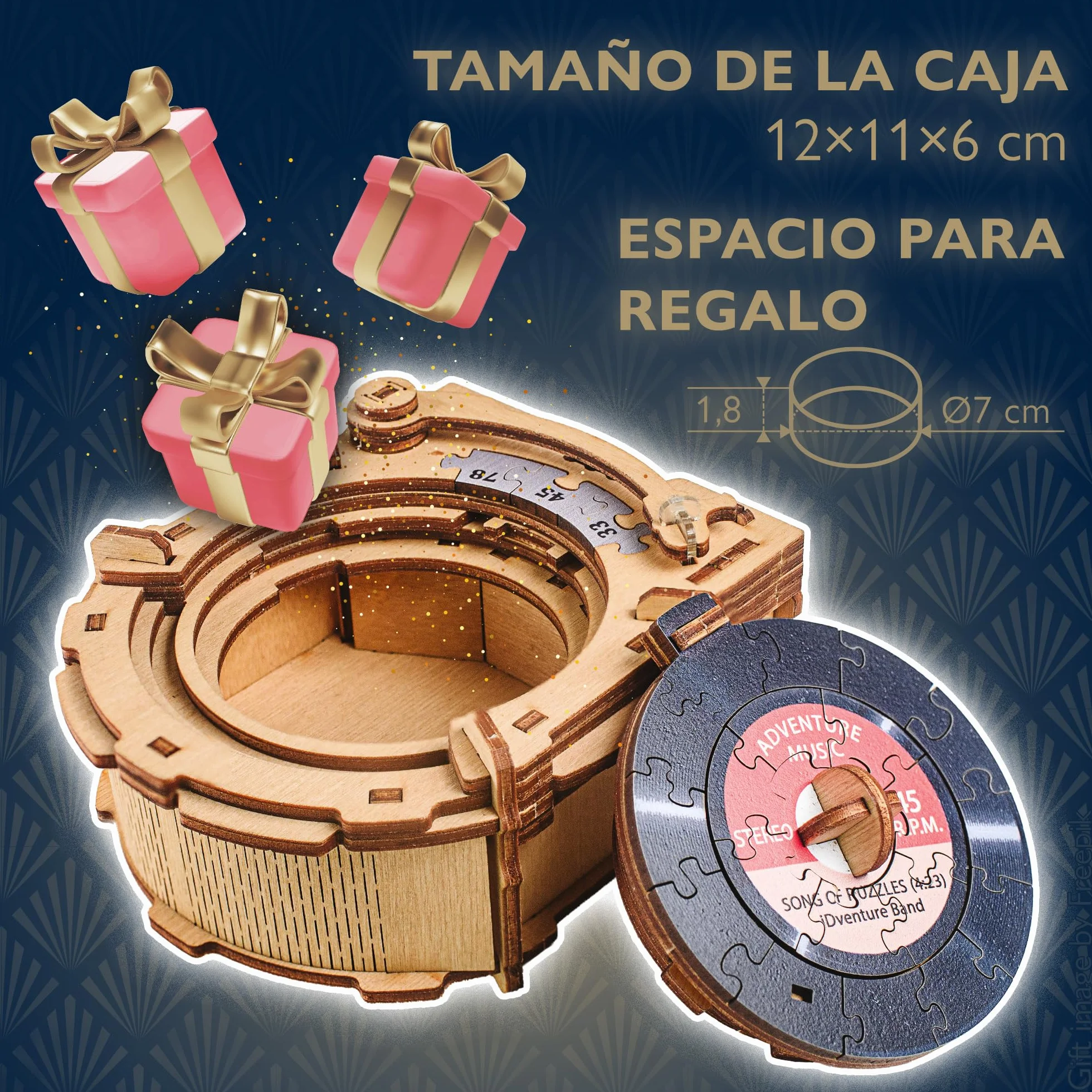 iDventure Cluepuzzle Tocadiscos Rompecabezas Juego Escape Room Caja Misteriosa Puzzle 3D Madera Regalo
