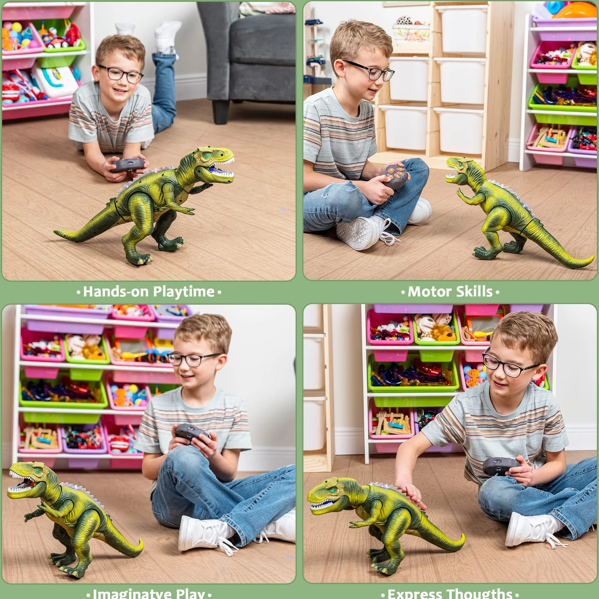JOYIN Dinosaurio de Control Remoto T-Rex con Luz y Rugido Realista Juguetes para Niños 3-5 Años