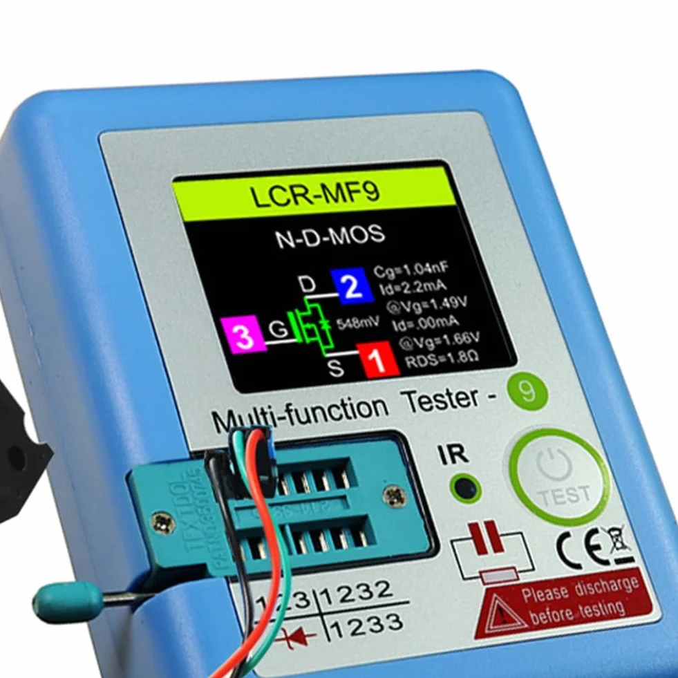 Multímetro con Pantalla LCD TFT LCR-MF9, Comprobador de Transistores, Diodos, Triodo, Condensadores, Resistencias, Medidor de Prueba MOSFET NPN PNP Triac