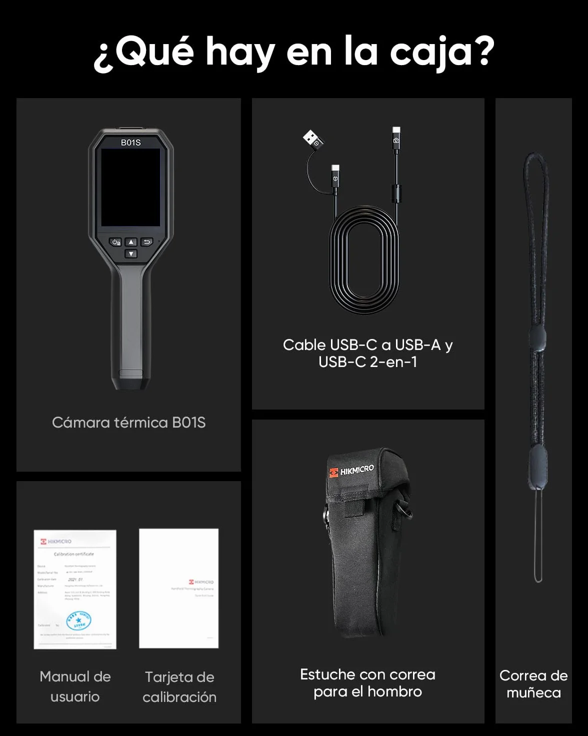Cámara termográfica WiFi HIKMICRO B01S, con una resolución IR de 256x192, 25 Hz, cámara térmica, pantalla LCD de 3,2" con resolución 640x480, cámara termográfica infrarroja portátil de 49152 píxeles
