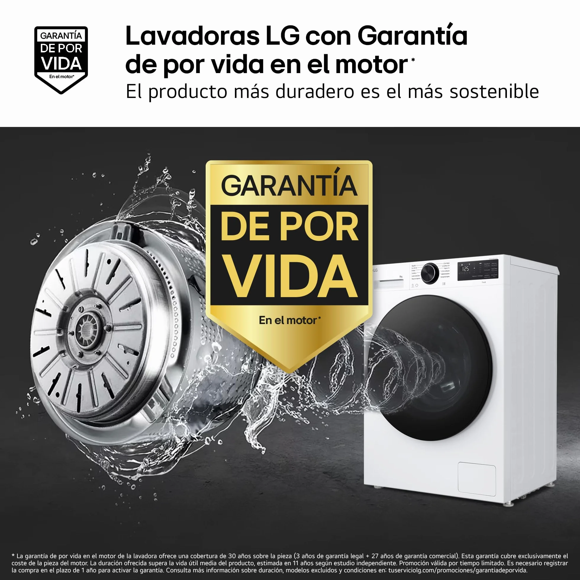 LG Lavadora Inteligente 9 kg AI Direct Drive TurboWash 360º 1200 rpm Fondo Reducido Vapor Steam Motor Inverter Display LED Serie 500 Blanco