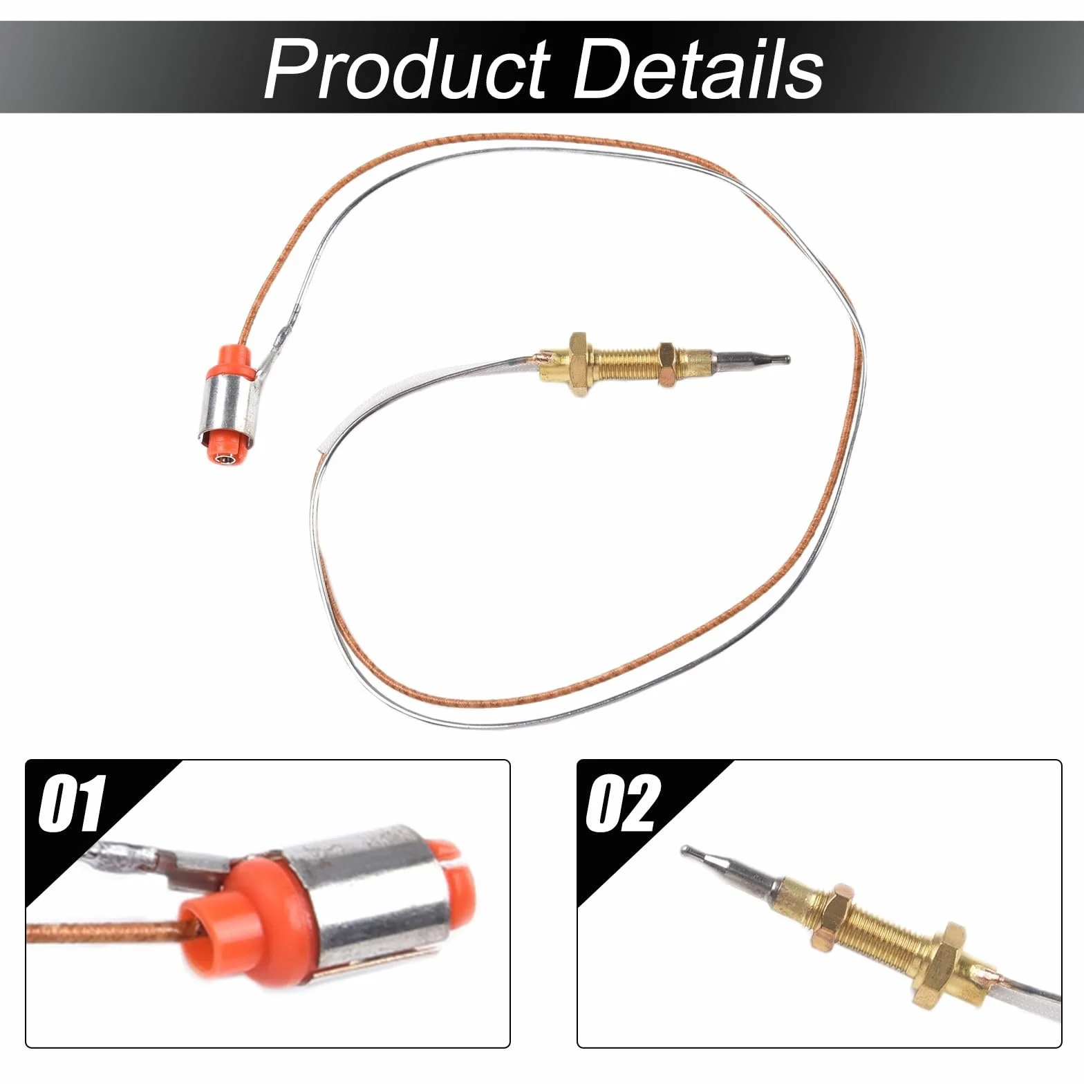 Termopar de cobre para quemador de gas Sabaf, cabeza para estufas integradas, alambre largo 40 cm