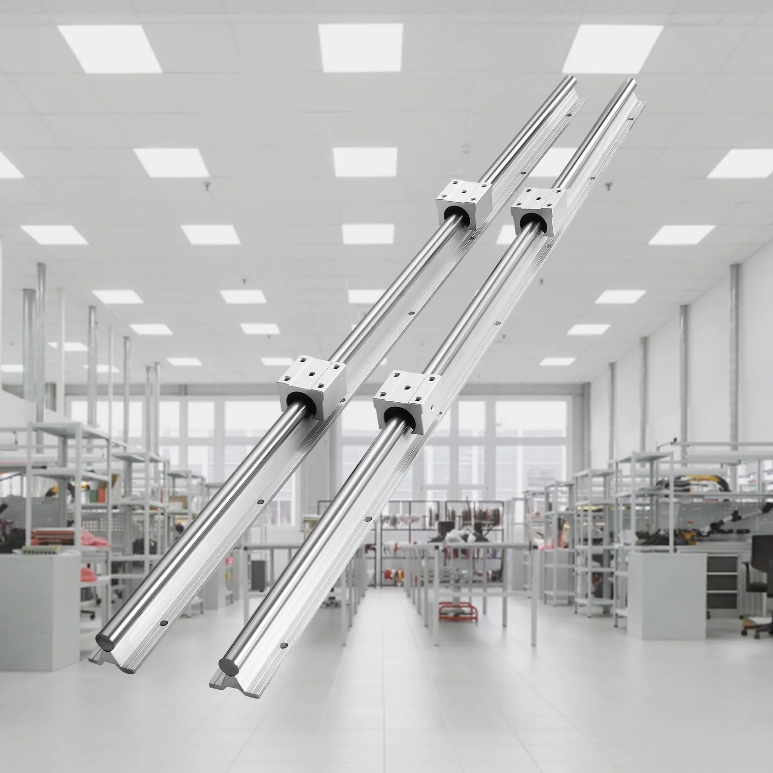 VEVOR Riel de Guía Lineal SBR20 800 mm con 4 Bloques SBR20UU para CNC Router Torno Impresora