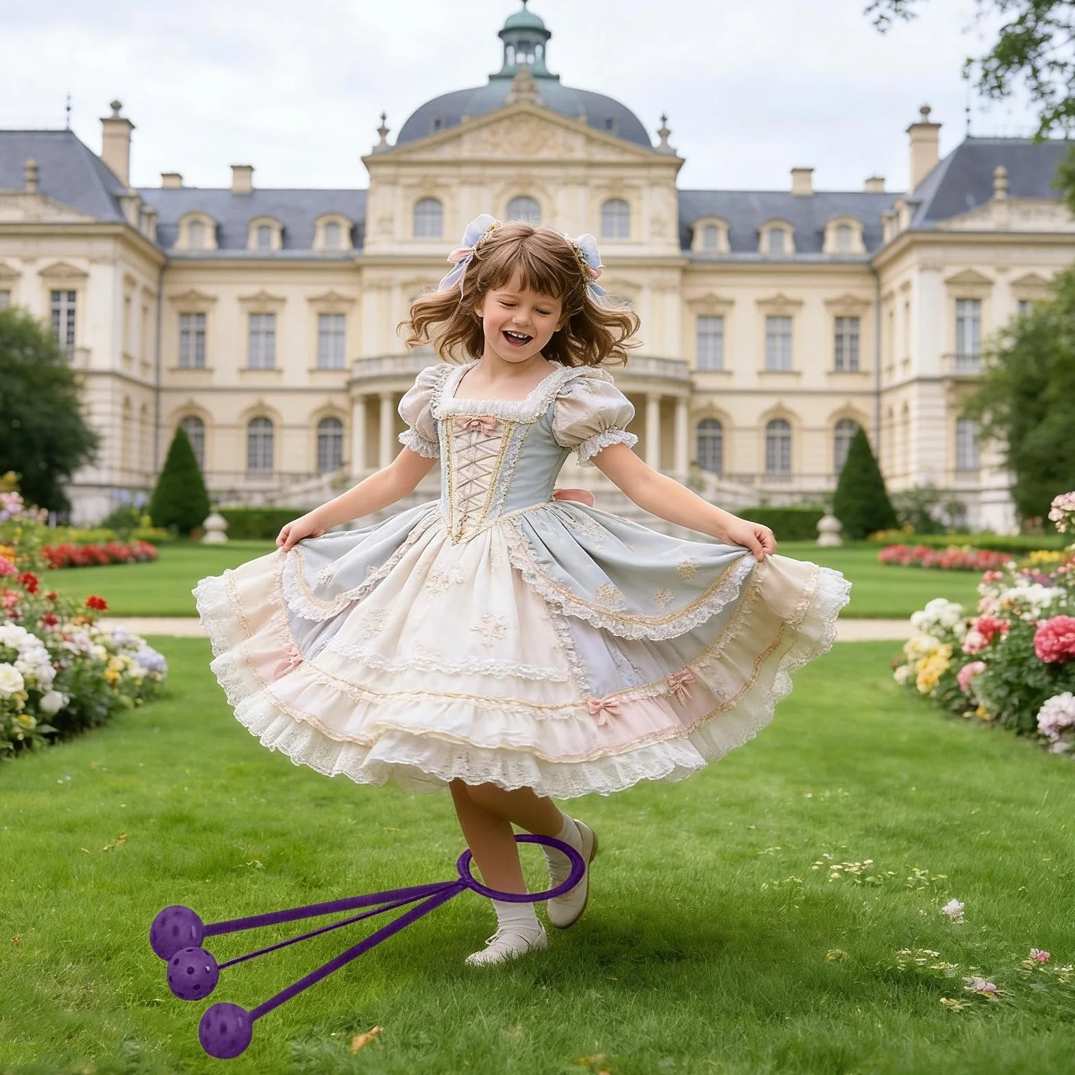 Skip Ball Toble Toble para Niños, Anillos de Salto al Aire Libre con Rueda Giratoria, Alternativa a la Comba