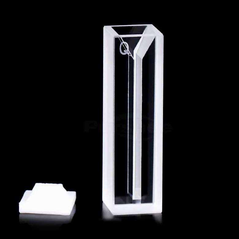 Cubeta de microcuarzo con tapa: volumen de 700 ul, longitud de recorrido de 10 mm, compatible con espectrofotómetro UV-Visible