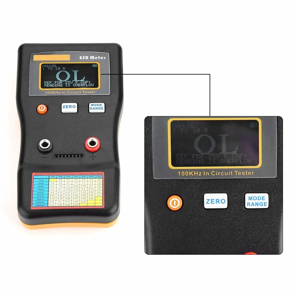 Tyenaza MESR-100, ESR Probador de Capacitancia, MESR-100 V2 Condensador de Medidor de Detección Automática LCR/Medidor de Ohmios Bajos 0.01 a 100R, para Medir Circuito de Resistencia de Capacitancia