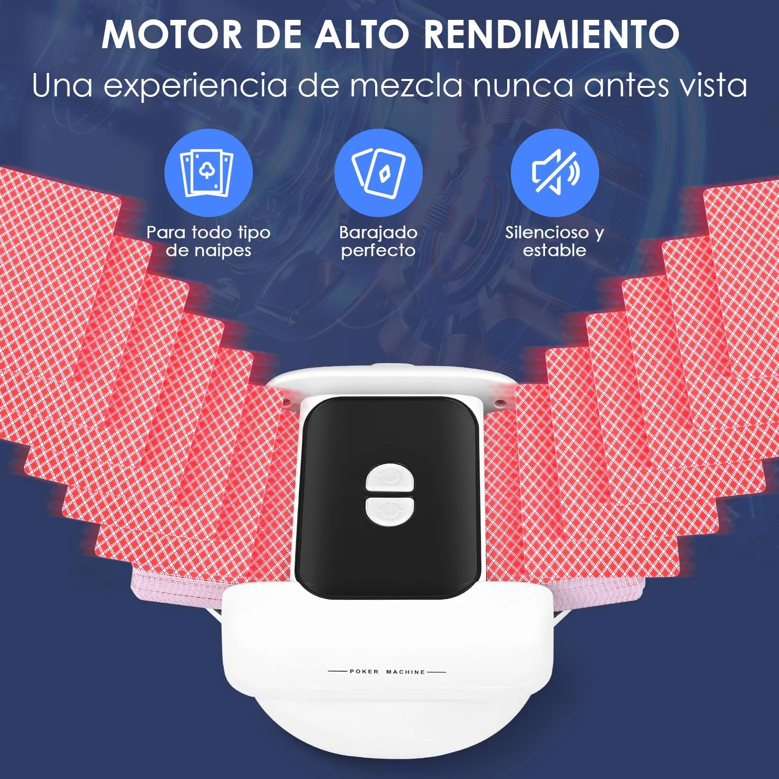 Barajador de Cartas Automático Recargable para 1-2 Barajas, Bajo Ruido, Póquer, UNO, Blackjack