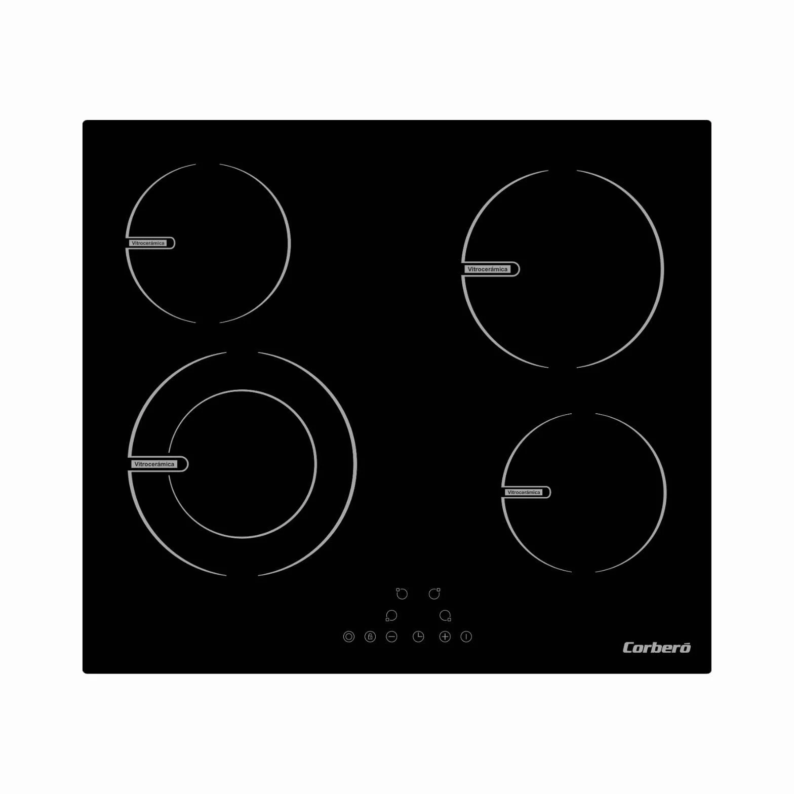 Corberó Placa Vitrocerámica CCVG4645 4 Zonas 6400W Control Táctil Negro
