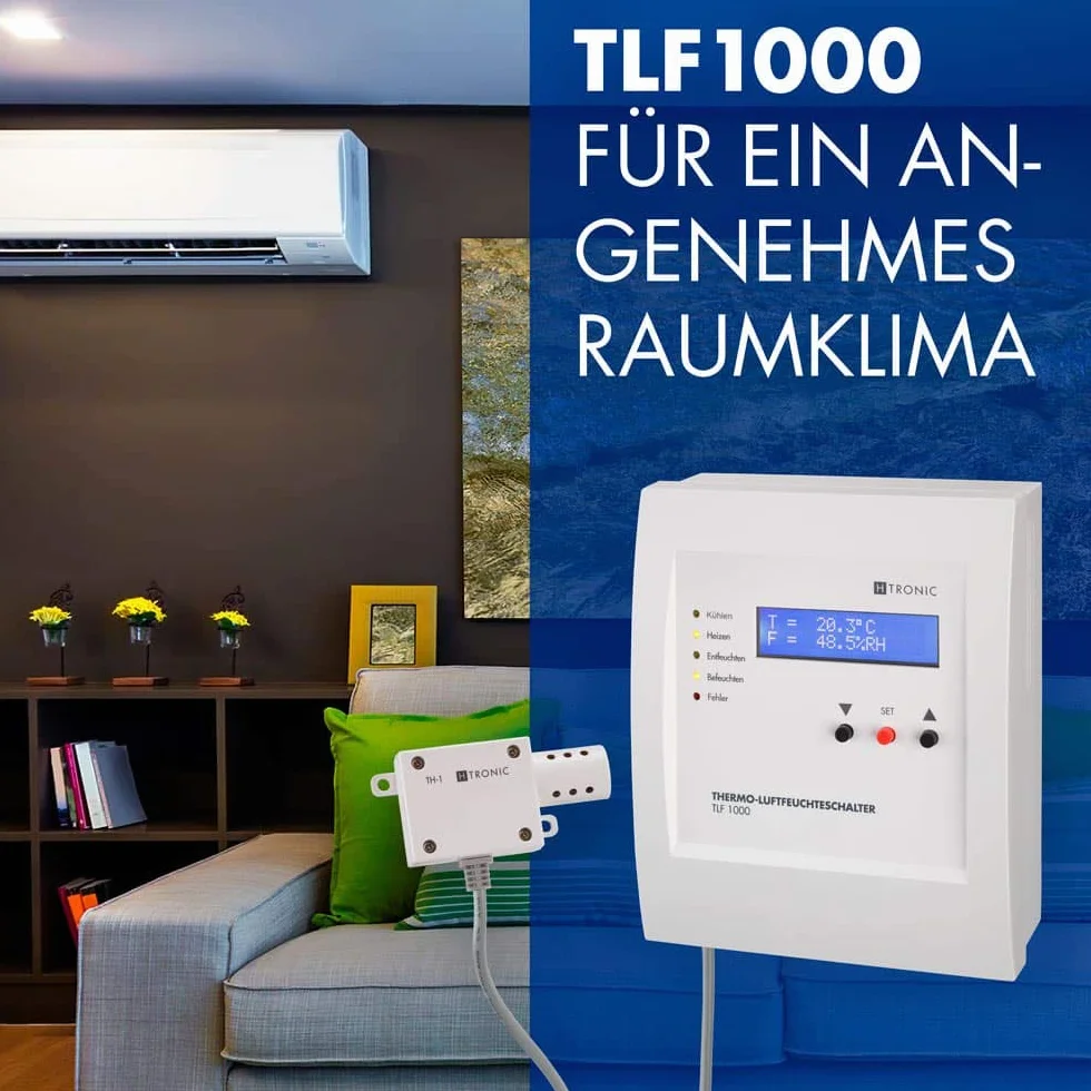 TLF1000 - Interruptor de temperatura y humedad (incluye sensor, termostato, higrostato, 230 V)