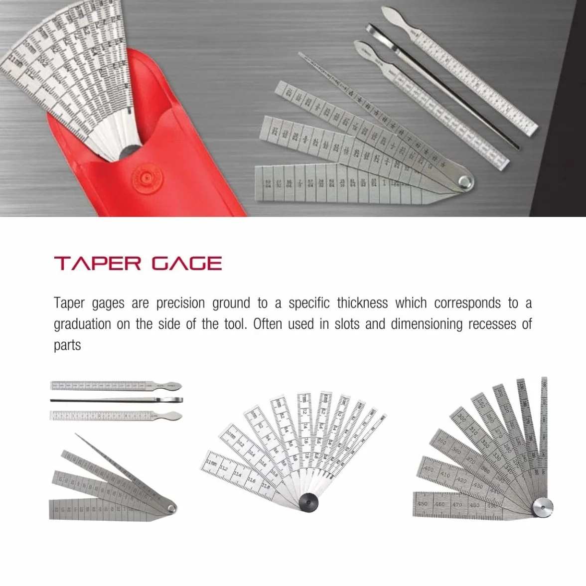 Starrett 269A - Jaula cónica, rango de 100 – .500 pulgadas, longitud de 5,7 cm, 8 hojas