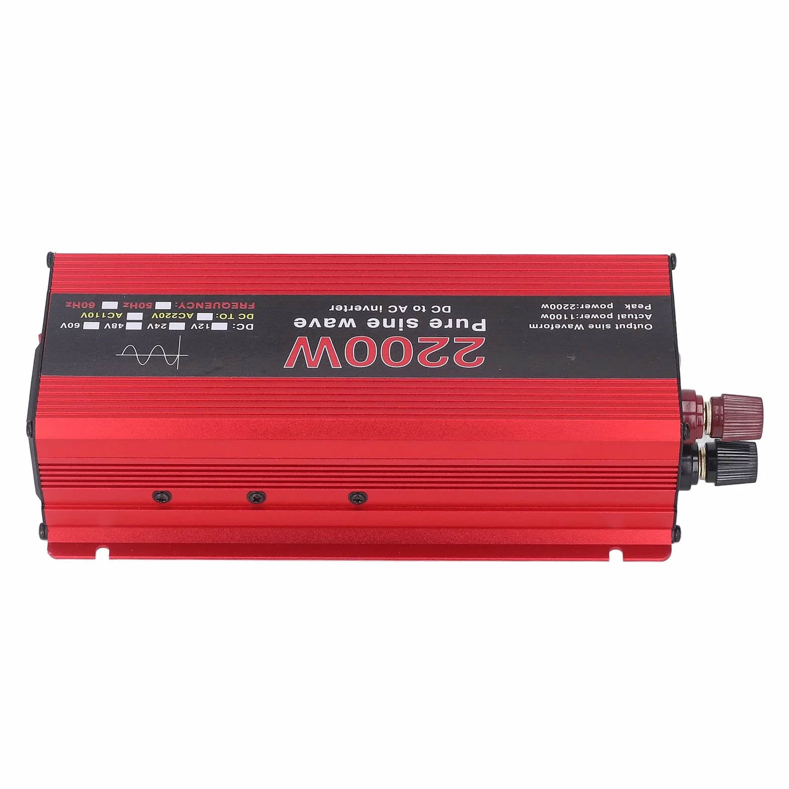 Inversor de Onda Sinusoidal, Inversor Solar de bajo Ruido de 2200 W CC 12 V a CA 220 V Protección de Circuito para Uso Doméstico
