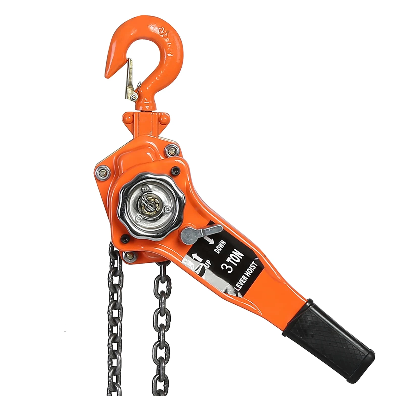 Polipasto de Cadena de 3t/3000kg, Color Naranja, Polea con Palanca de Trinquete, Elevación de 3 Metros, Acero Galvanizado, Cadena a Prueba de Caídas, Seguridad contra