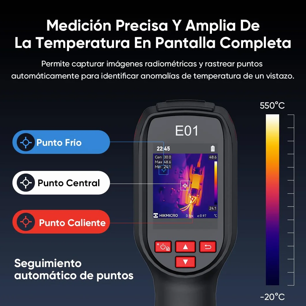 HIKMICRO E01 SuperIR Cámara Térmica de Mano Compacta 240x240 20 Hz -20°C a 400°C