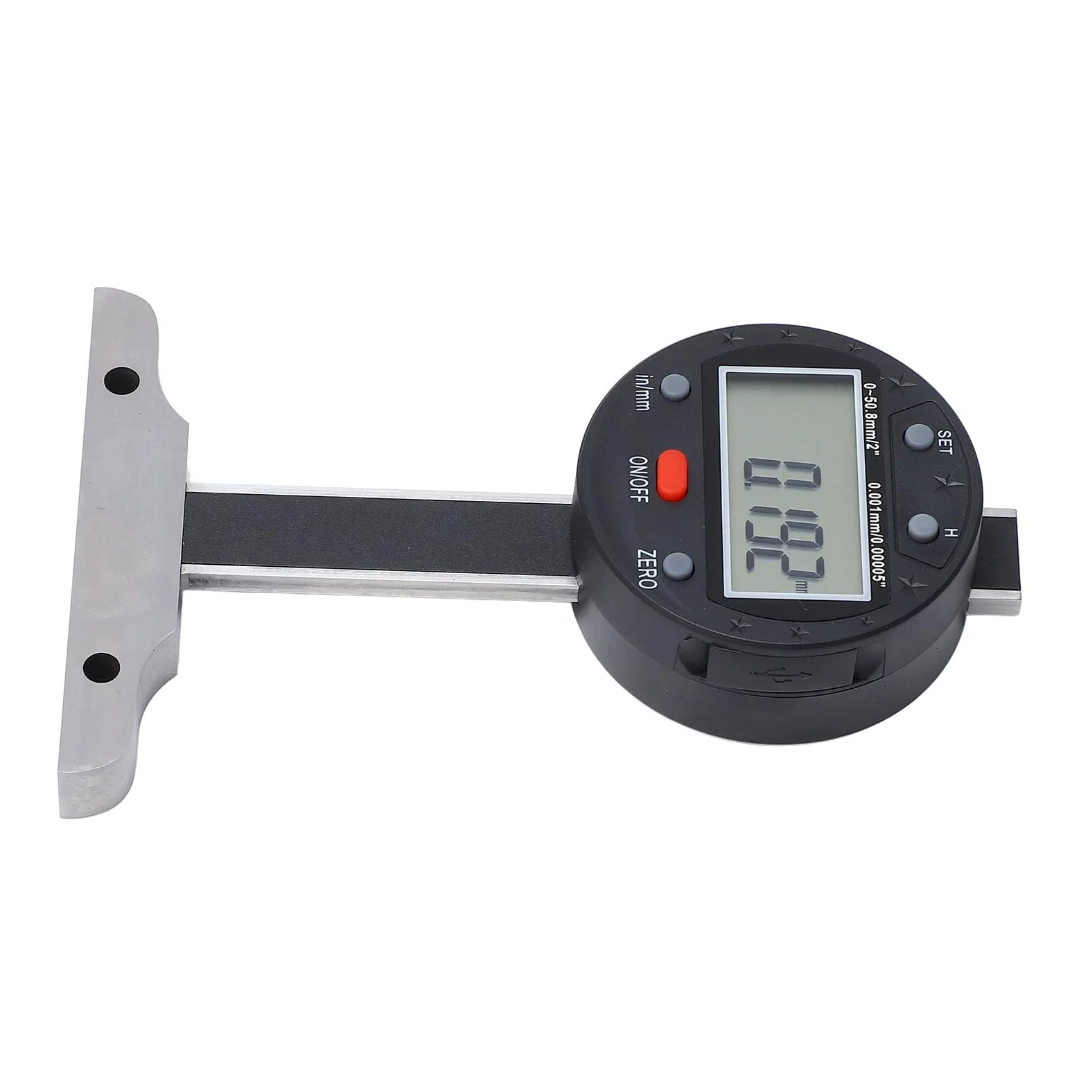 Medidor de profundidad digital Alta precisión 0 50,8 mm Pantalla LCD Puerto USB Herramienta electrónica de medición de profundidad para profesionales Acero aleado Acero inoxidable