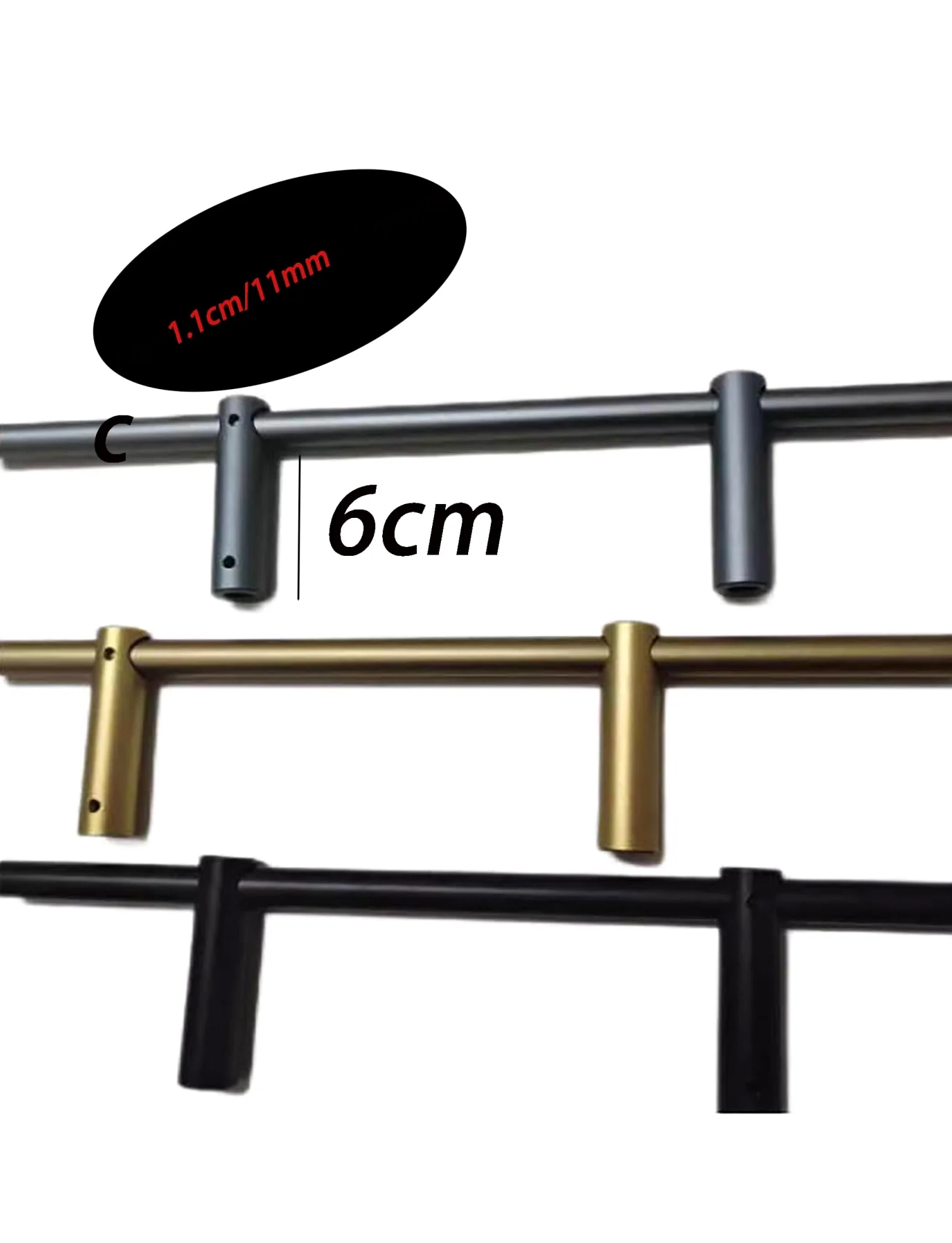 Longitud 15.8"-59.1" Varilla de soporte decorativa de aleación de aluminio, barandilla de protección de muebles for gabinete de vino, estante de madera(Gray,L 1200mm/47.3")