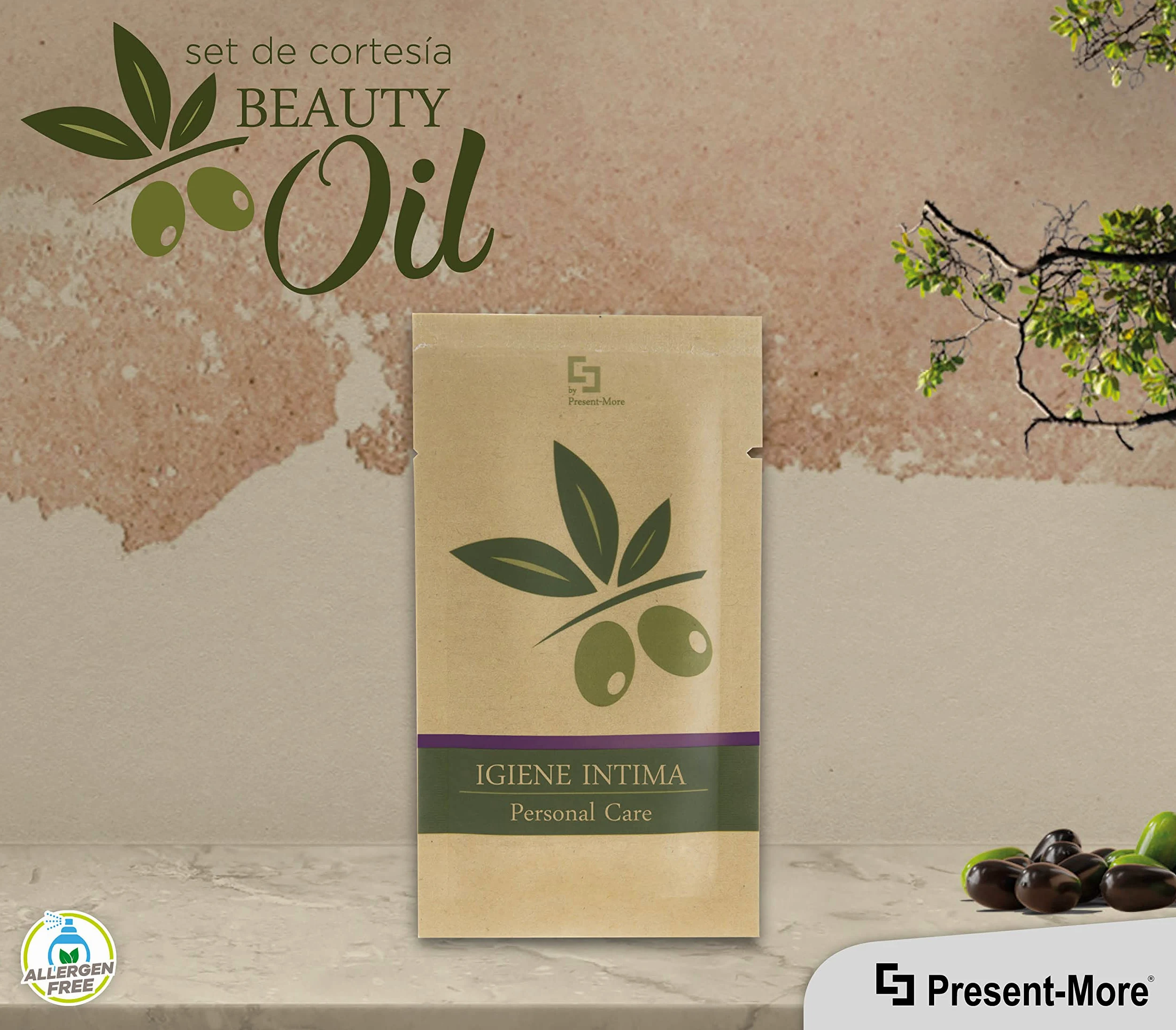 Present-More Gel intimo 15ml Beauty Oil - Jabón intimo 250 unidades para Hoteles y B&B | Jabón intimo sin alérgenos con fragancia Tahitian