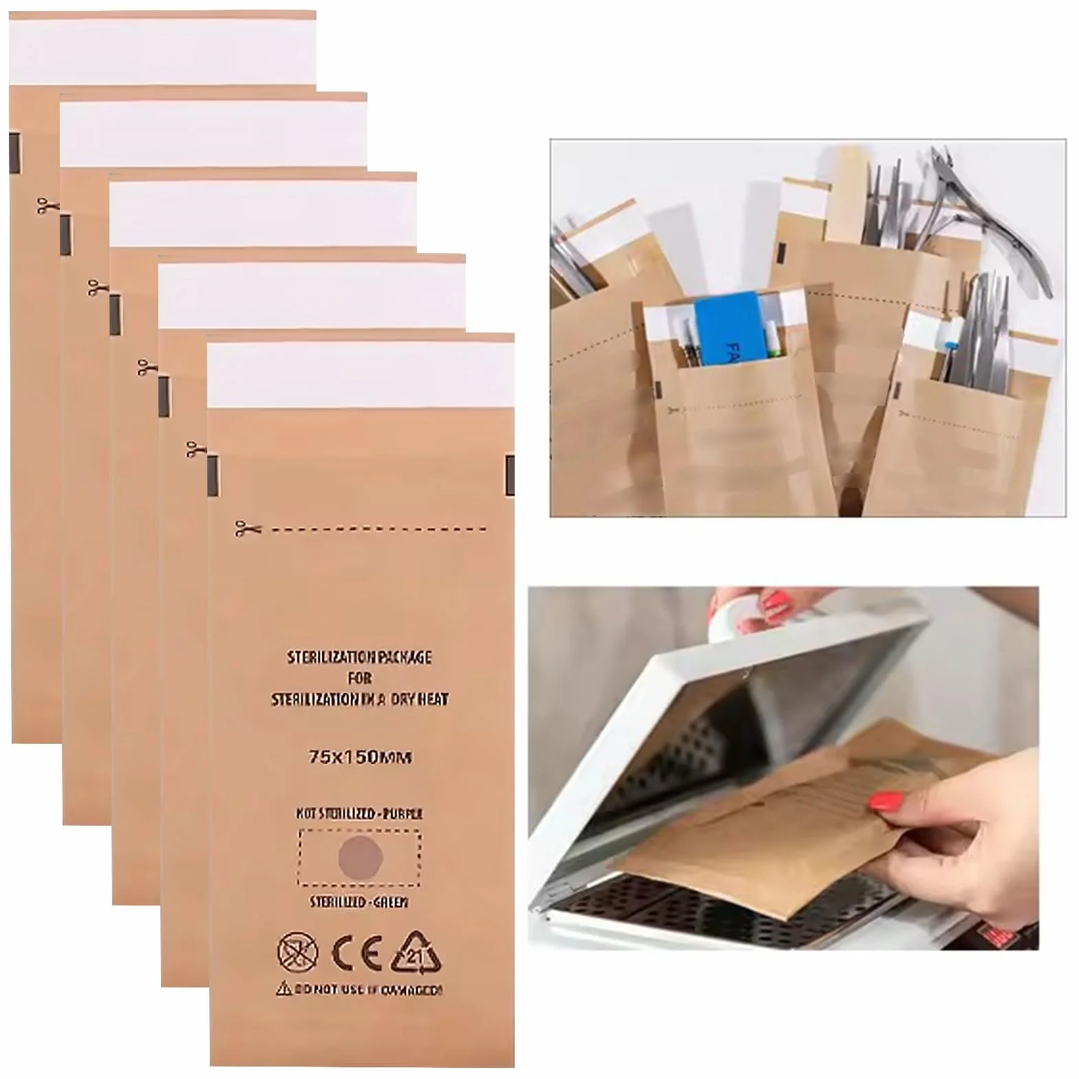 Besty Bolsa de Esterilización Profesional 50PCS 75x150mm Papel