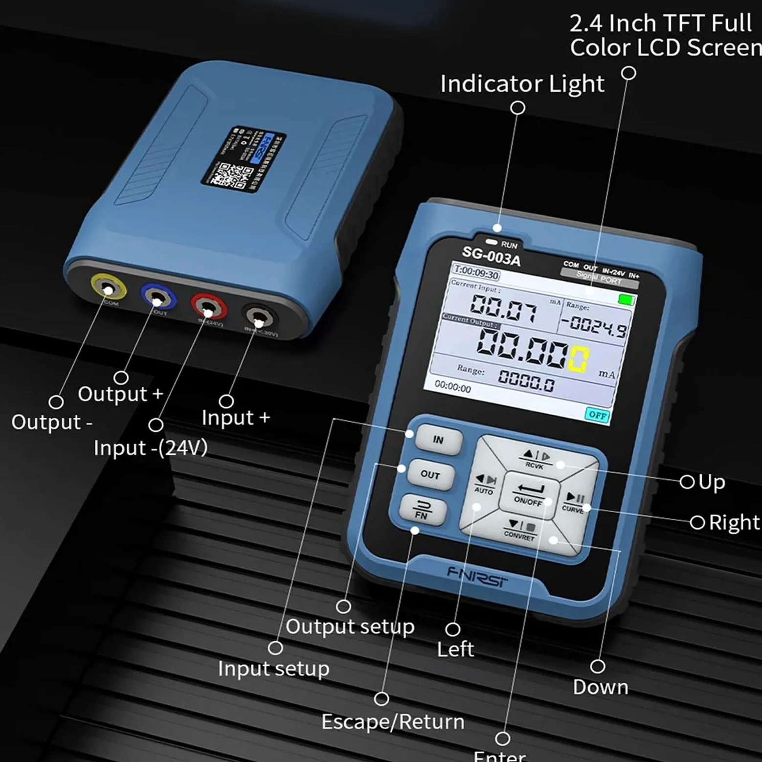 SG-003A 4-20mA 0-24V Generador de Señal 2.4"Voltaje de Corriente Ajustable Simulador Analógico Fuentes Transmisor Calibrador para Pruebas de PLC Curva en Tiempo Real Recargable