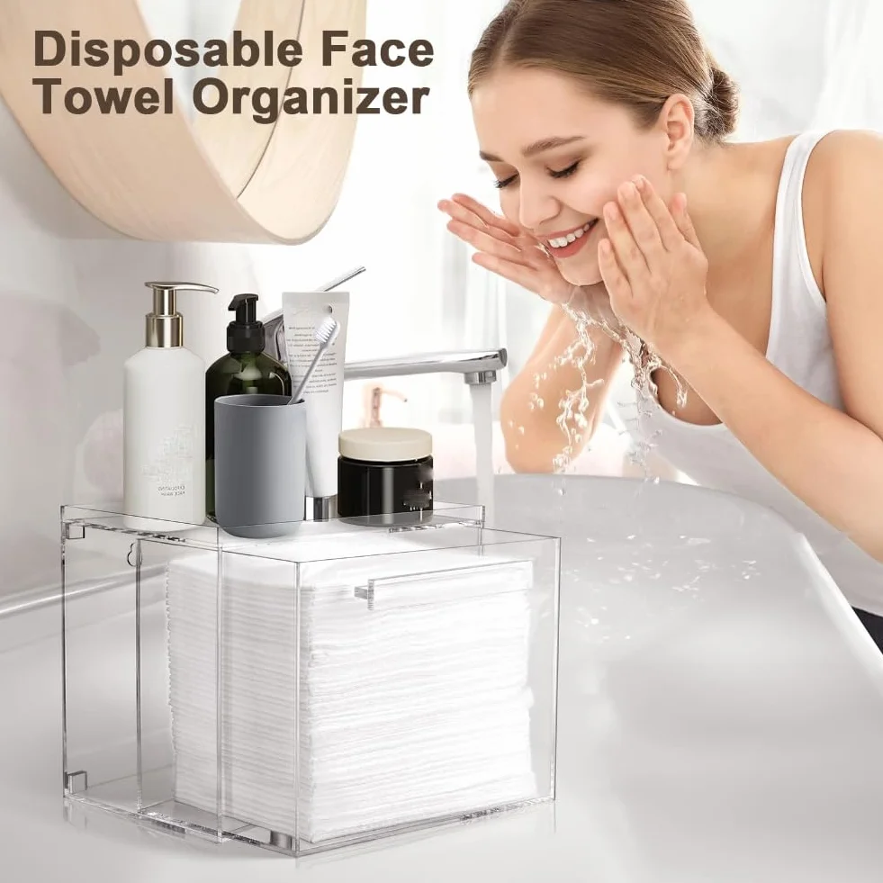 Caja de Almacenamiento de Toallas Faciales Desechables - Contenedor Acrílico Compatible con Clean Towel XL