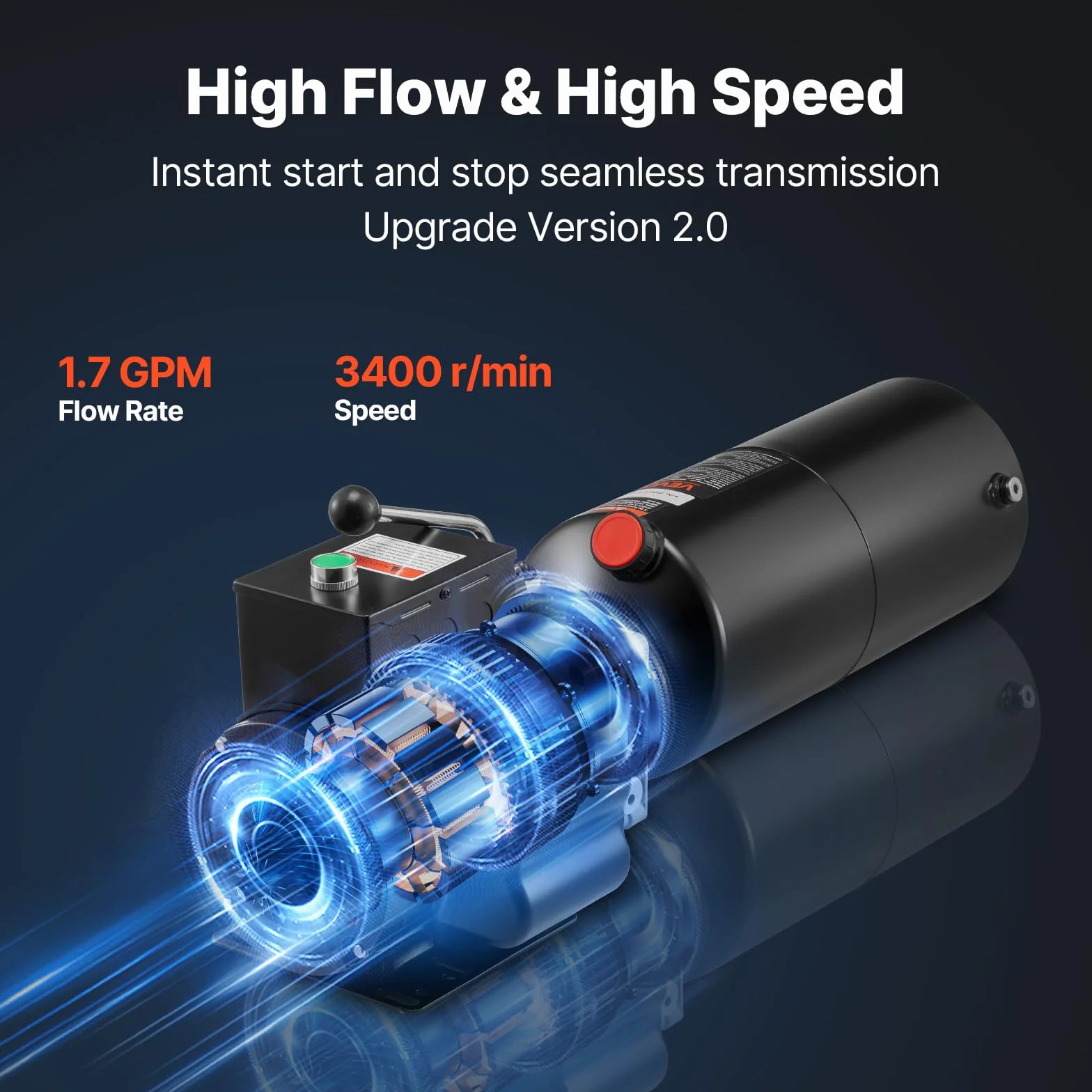 VEVOR Bomba Hidráulica de Simple Efecto, Caudal de Aceite de 6,3 L/min, Presión Máxima de Descarga 22 MPa, para Camiones, Talleres Mecánicos y Elevadores de Vehículos, Negro, 710 x 250 x 260 mm