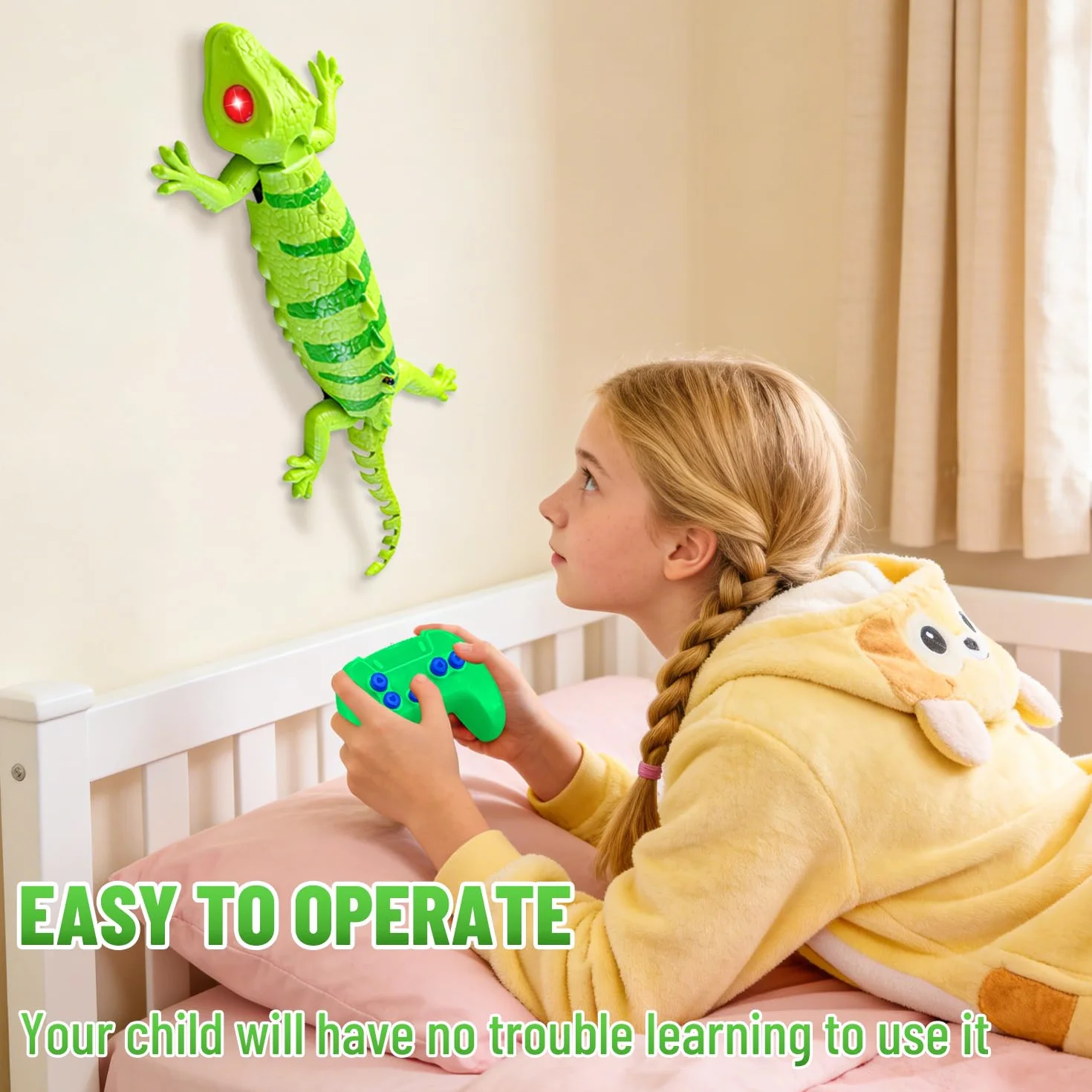 Robot de control remoto recargable Gecko que brilla en la oscuridad que trepa las paredes