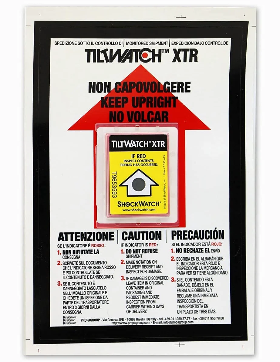 TiltWatch XTR Indicador de Vuelco para Transporte de Mercancías | Pack de 20 Unidades